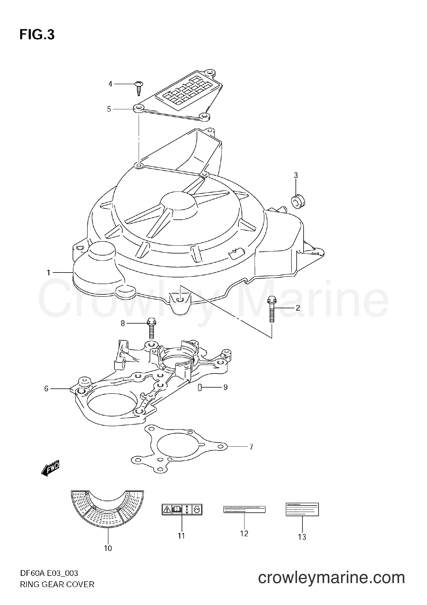 Suzuki Marine DF50A - RING GEAR COVER