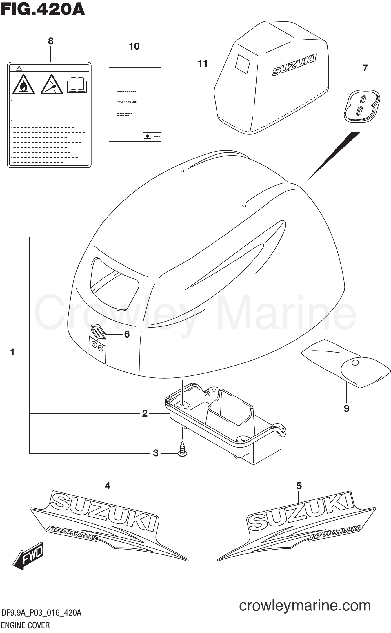 Suzuki Marine DF8AR 610001~ - ENGINE COVER (DF8A P03)