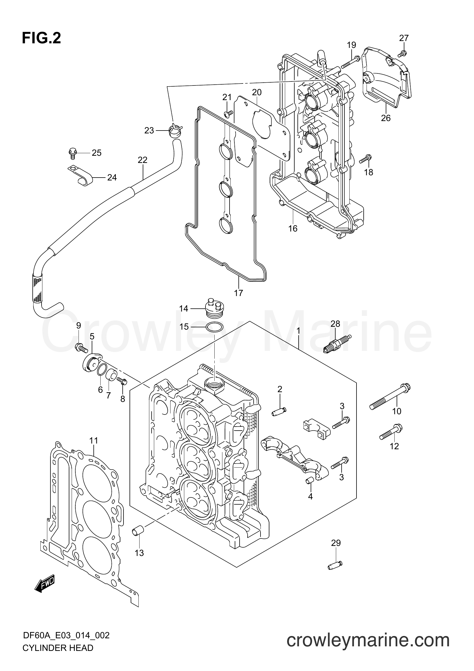 Suzuki Marine DF60A 410001~ - CYLINDER HEAD (DF50A E03)