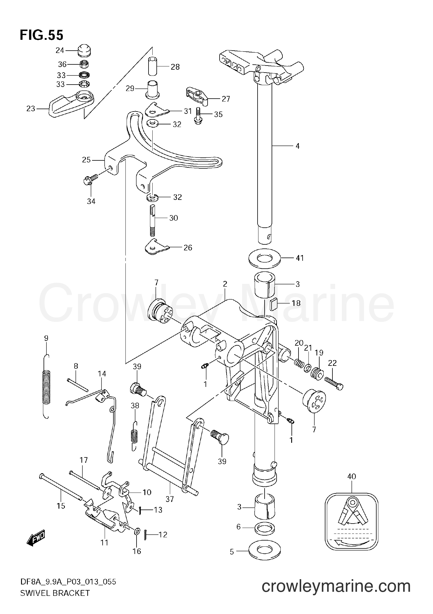 Suzuki Marine DF8A 310001~ - SWIVEL BRACKET (DF9,9A E03)