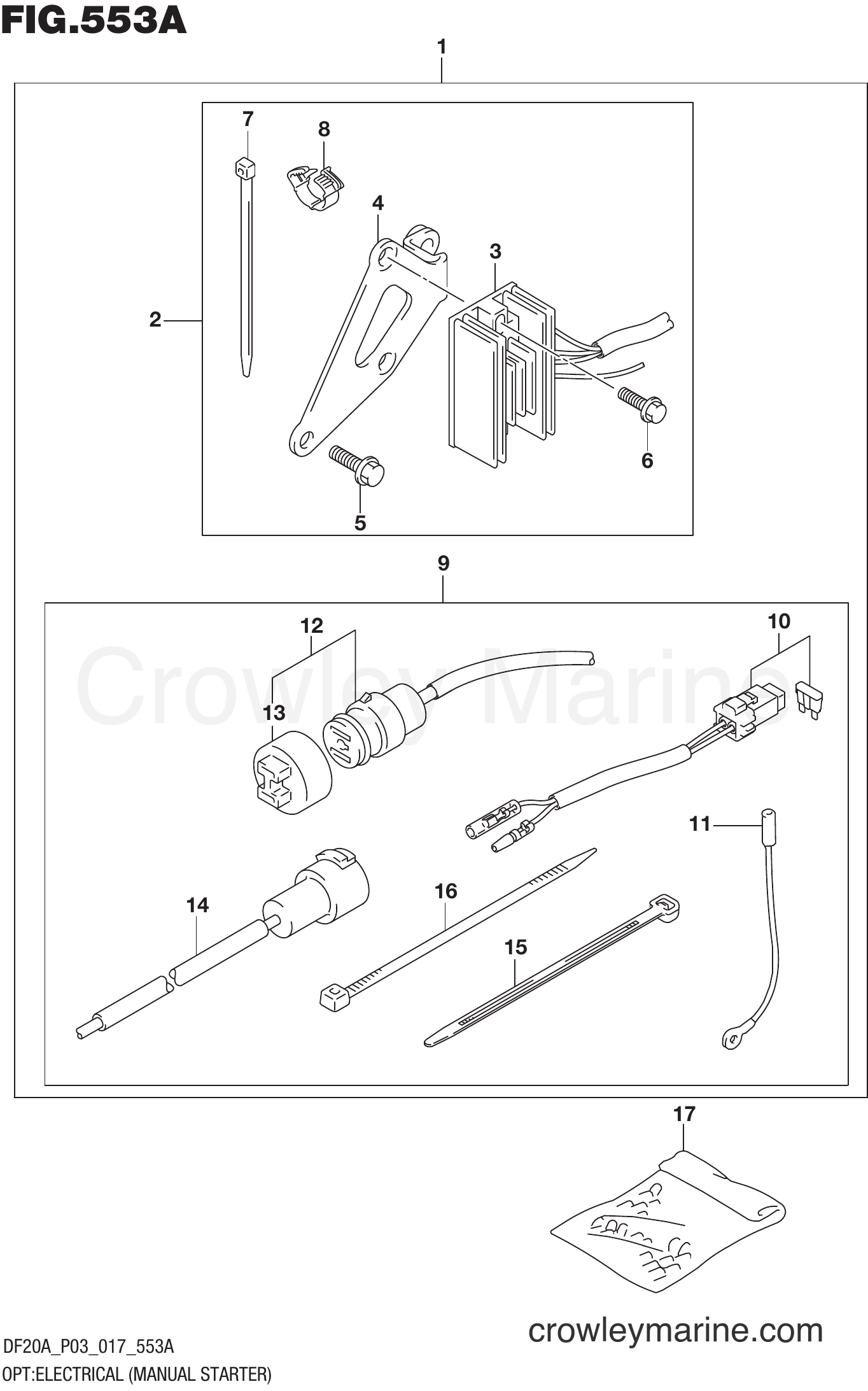 Suzuki Marine DF15A 710001~ - OPT:ELECTRICAL (MANUAL STARTER) (DF9.9B P03)
