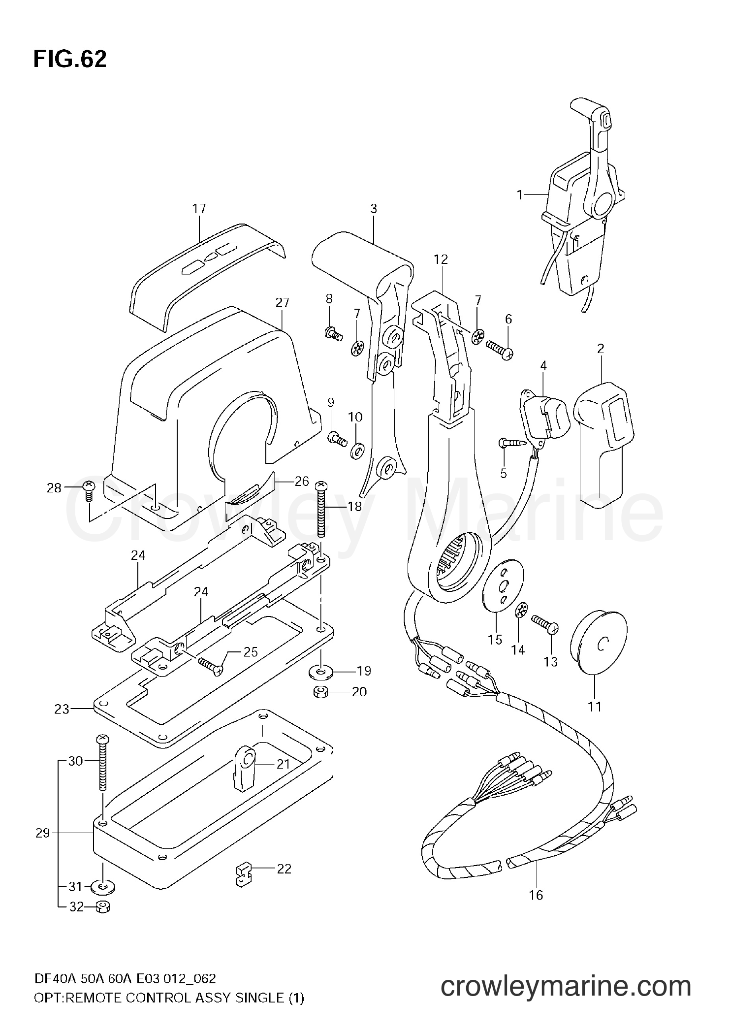 Suzuki Marine DF50A 210001~ - OPT:REMOTE CONTROL ASSY SINGLE(1)