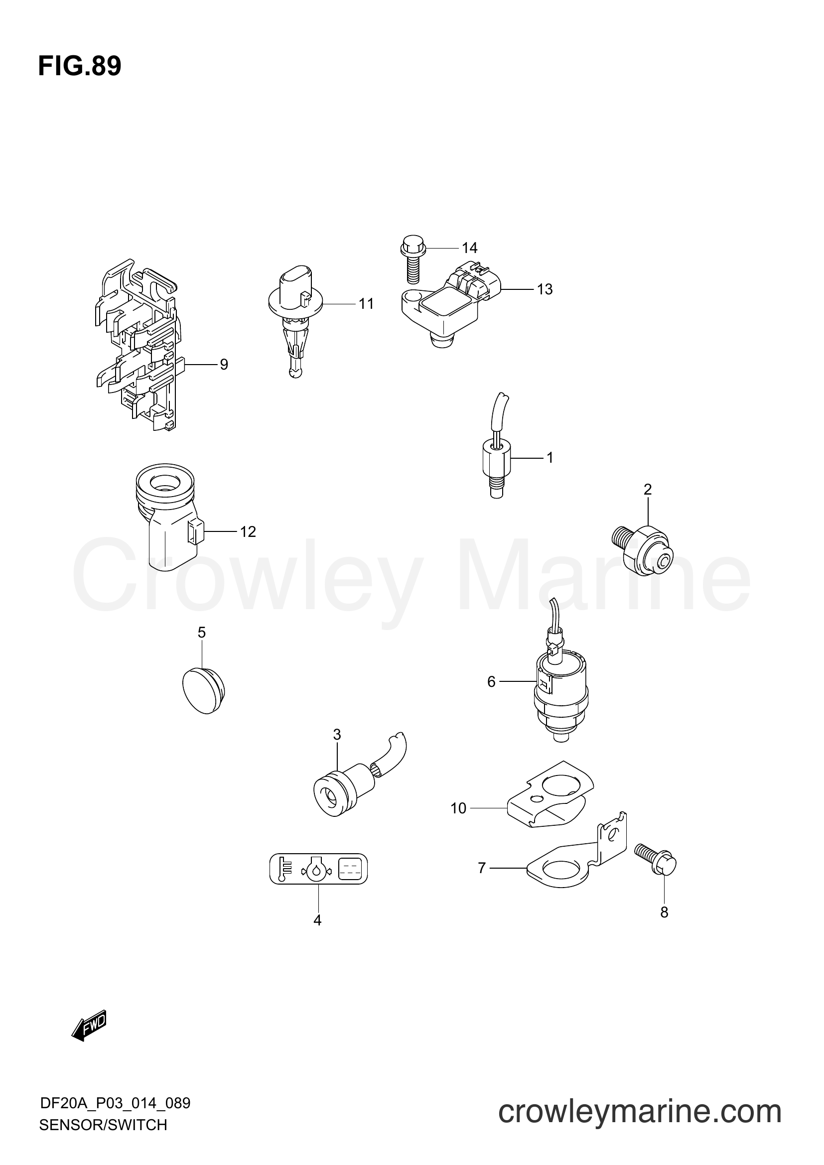 Suzuki Marine DF9.9B 02002F-410001~ - SENSOR/SWITCH (DF15AR P03)