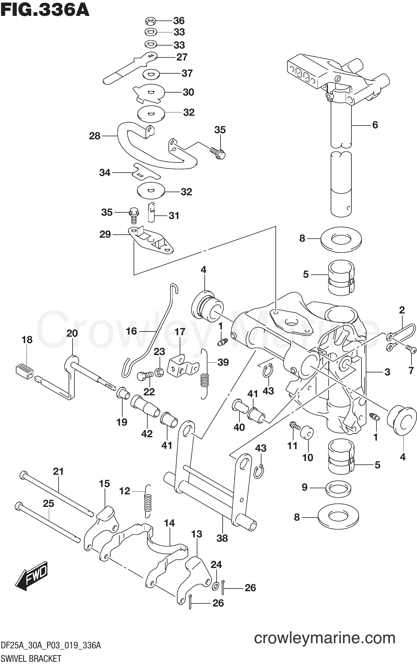 Suzuki Marine DF25ATH 910001~ - SWIVEL BRACKET (DF25A)