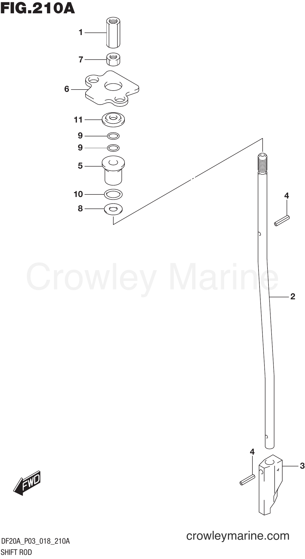 Suzuki Marine DF20A 810001~ - SHIFT ROD