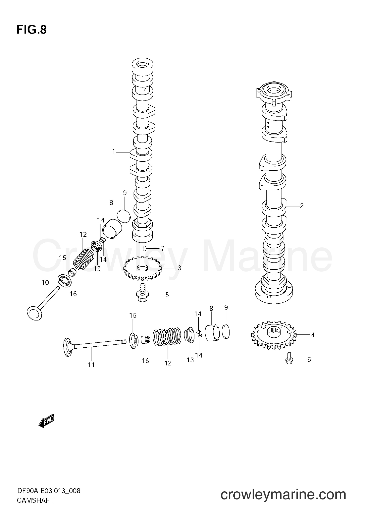 Suzuki Marine DF70A 07003F-310001~ - CAMSHAFT (DF90A E3)