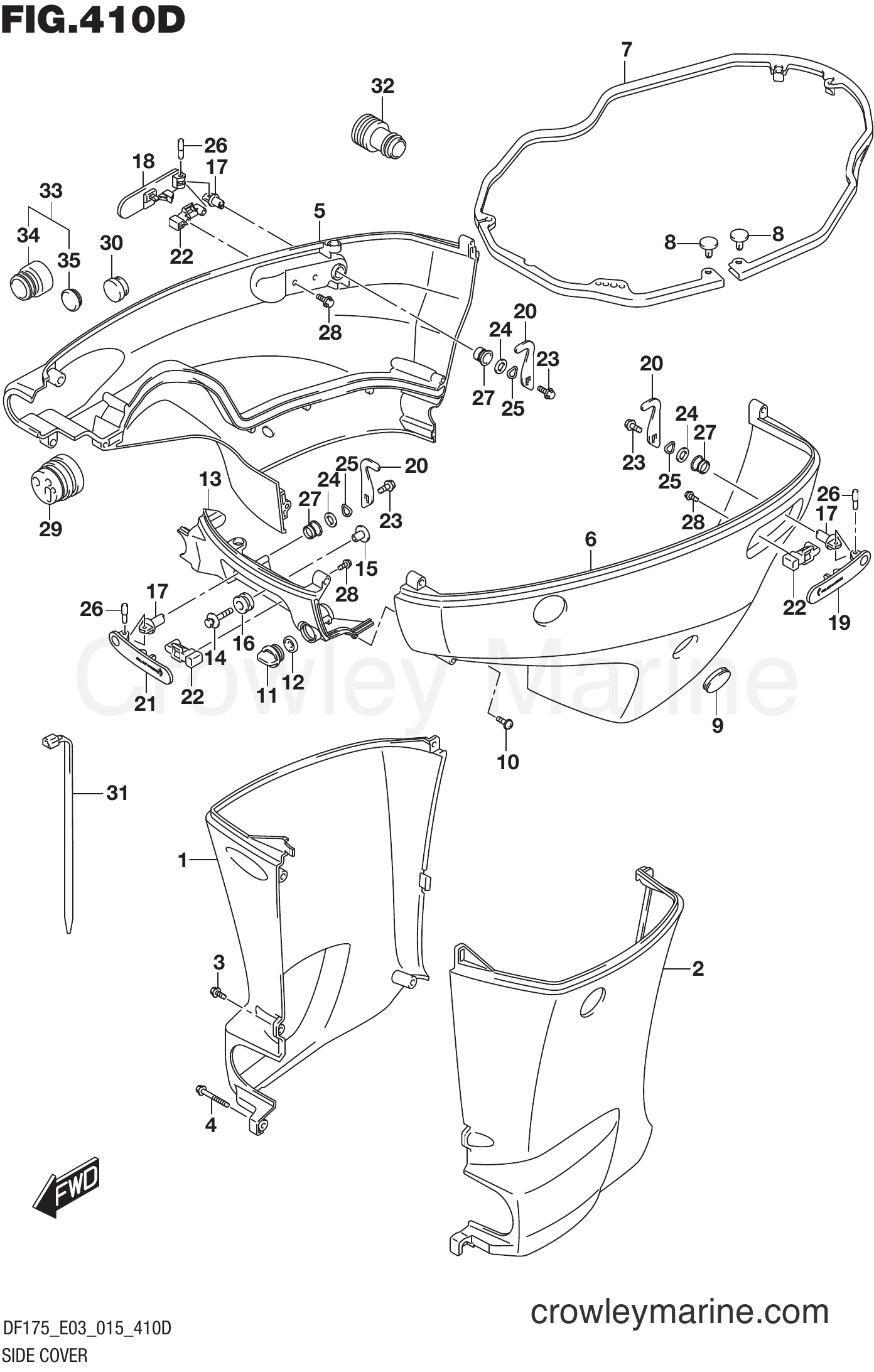 Suzuki Marine DF175ZG 51001~ - SIDE COVER (DF150ZG E03)