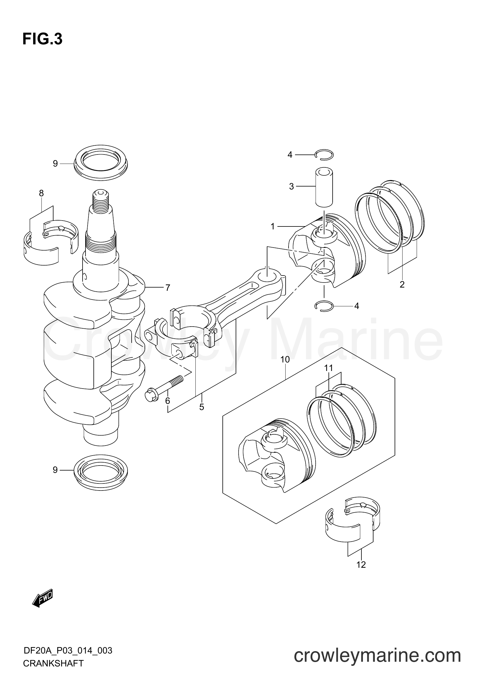 Suzuki Marine DF15A 02002F-410001~ - CRANKSHAFT