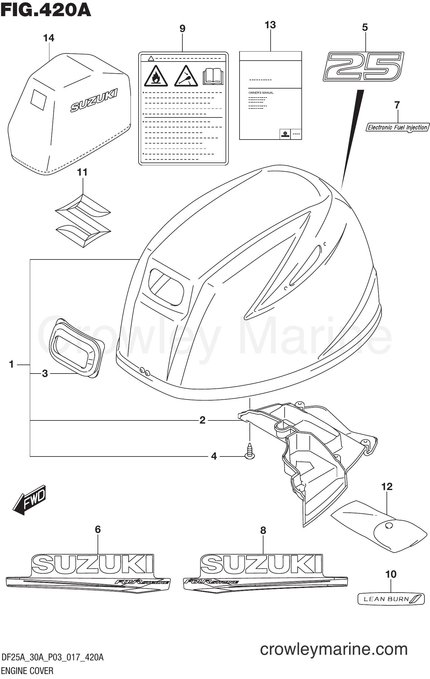 Suzuki Marine DF30A 710001~ - ENGINE COVER (DF25A P03)