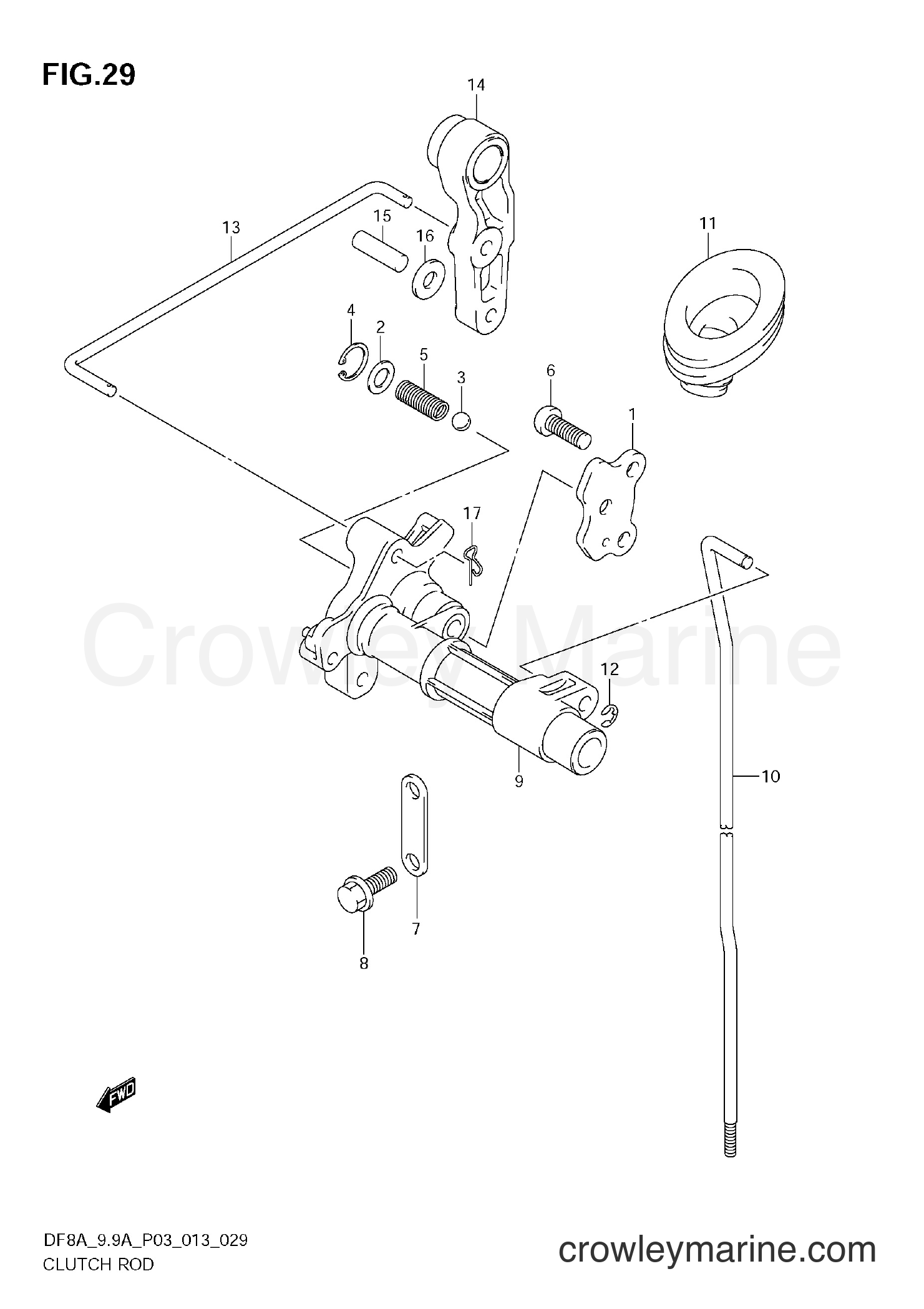 Suzuki Marine DF8A 310001~ - CLUTCH ROD (DF9,9AR E03)