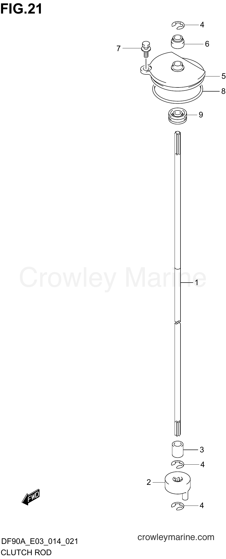 CLUTCH ROD Serial Range FourStroke Outboard 70 DF70A 410001