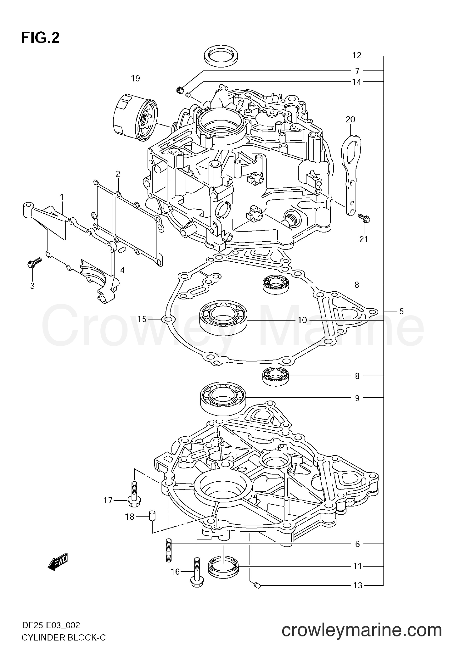 Suzuki Marine DF25 - CYLINDER BLOCK