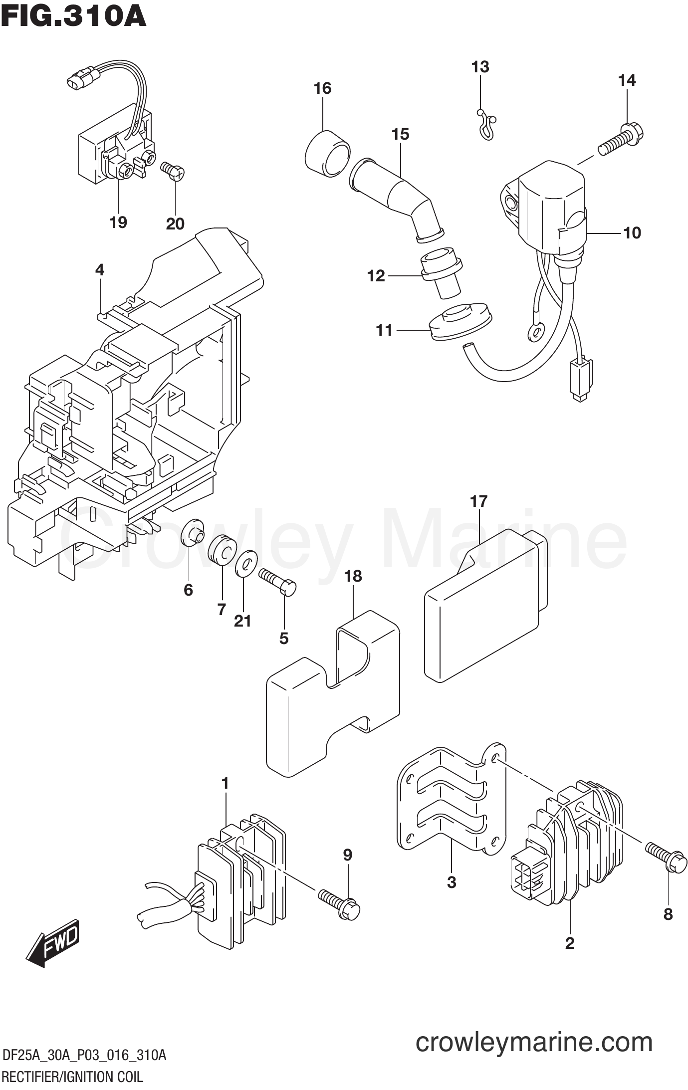 Suzuki Marine DF25A 610001~ - RECTIFIER/IGNITION COIL (DF25A P03)
