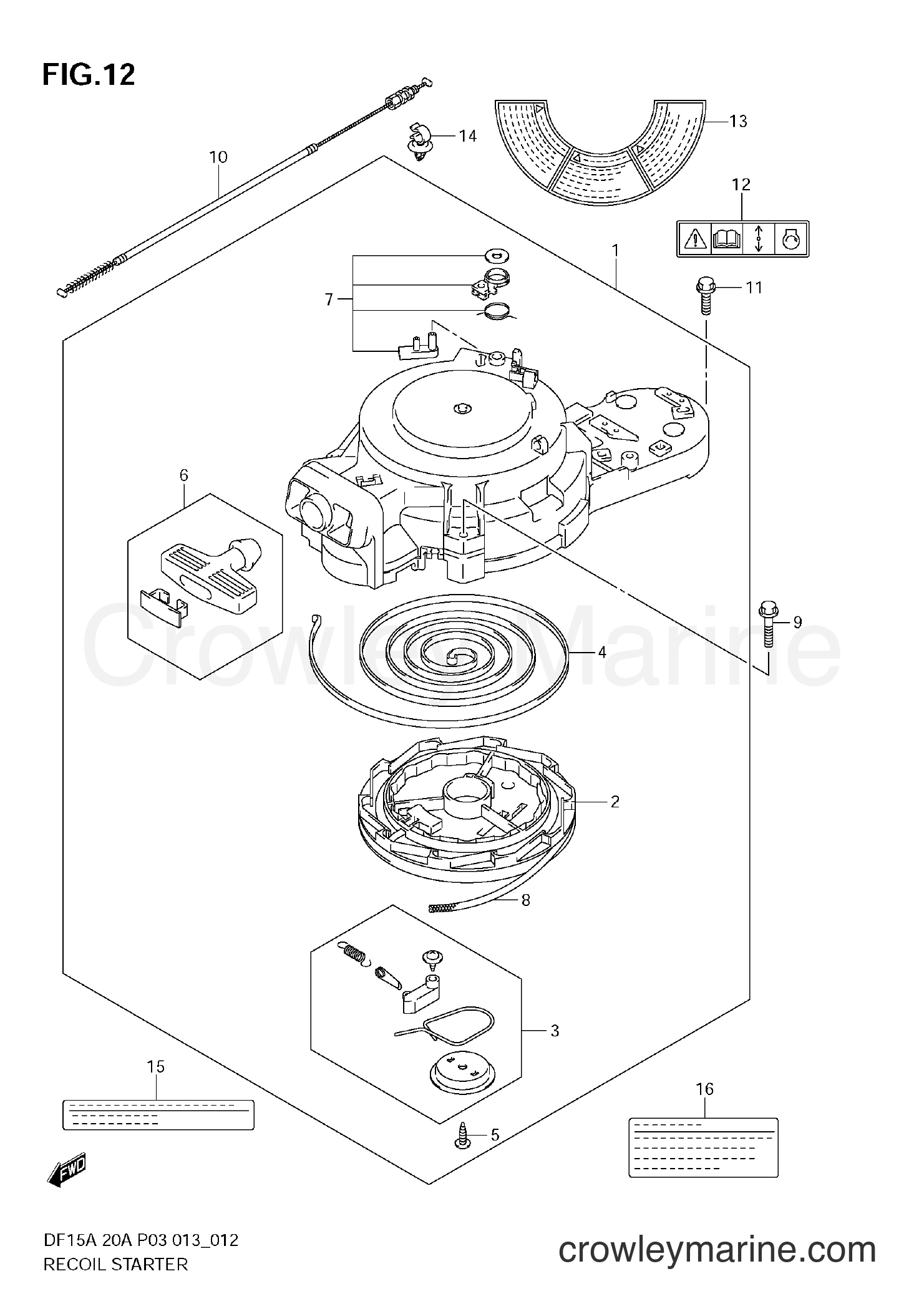 Suzuki Marine DF15A 01504F-310001~ - RECOIL STARTER