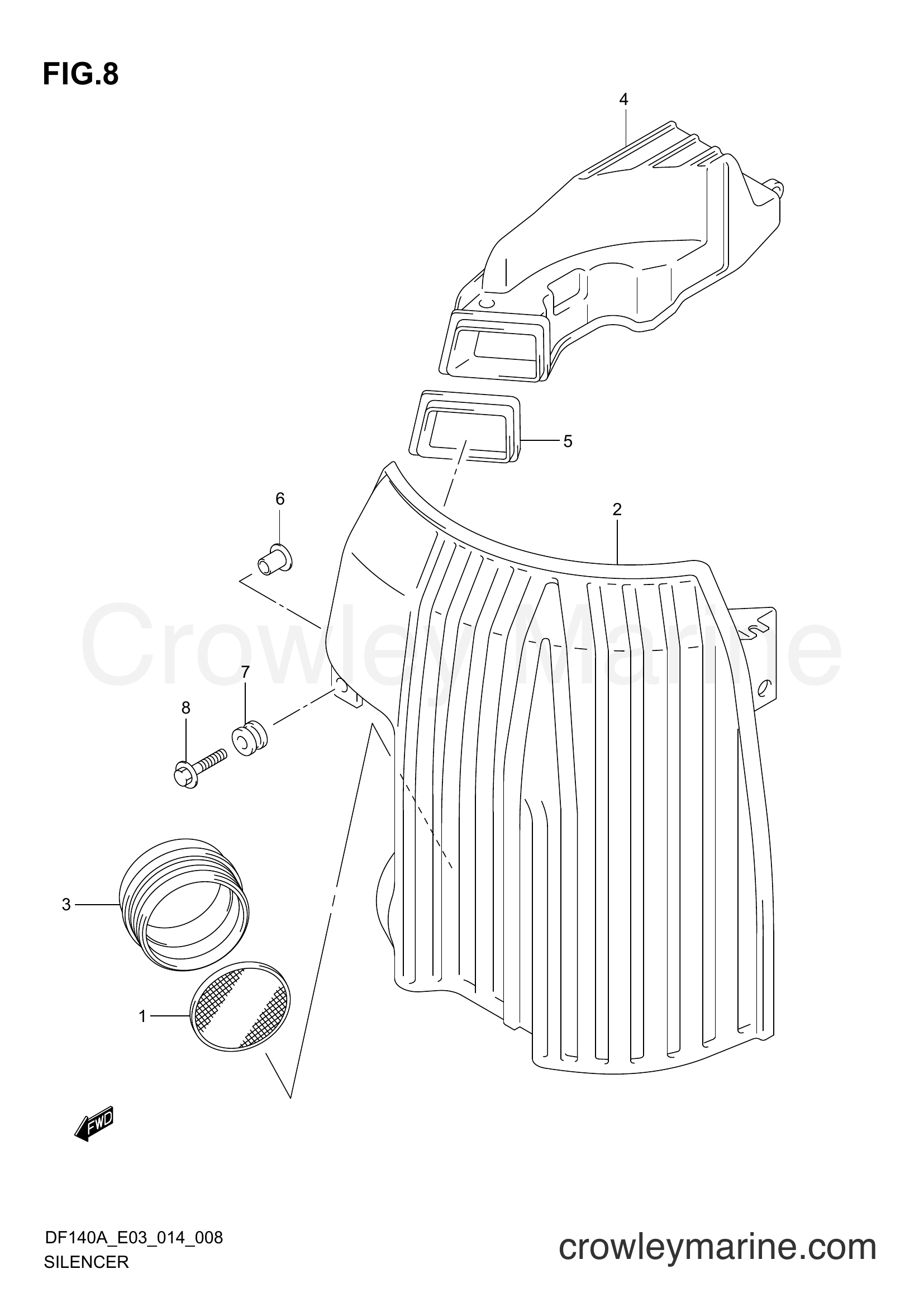 Suzuki Marine DF140AZ 410001~ - SILENCER (DF100AT E03)