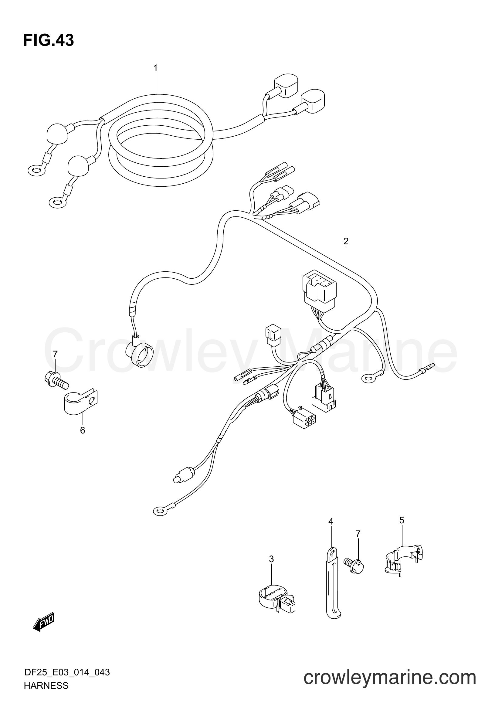 Suzuki Marine DF25 02503F-410001~ - HARNESS (DF25Q E03)