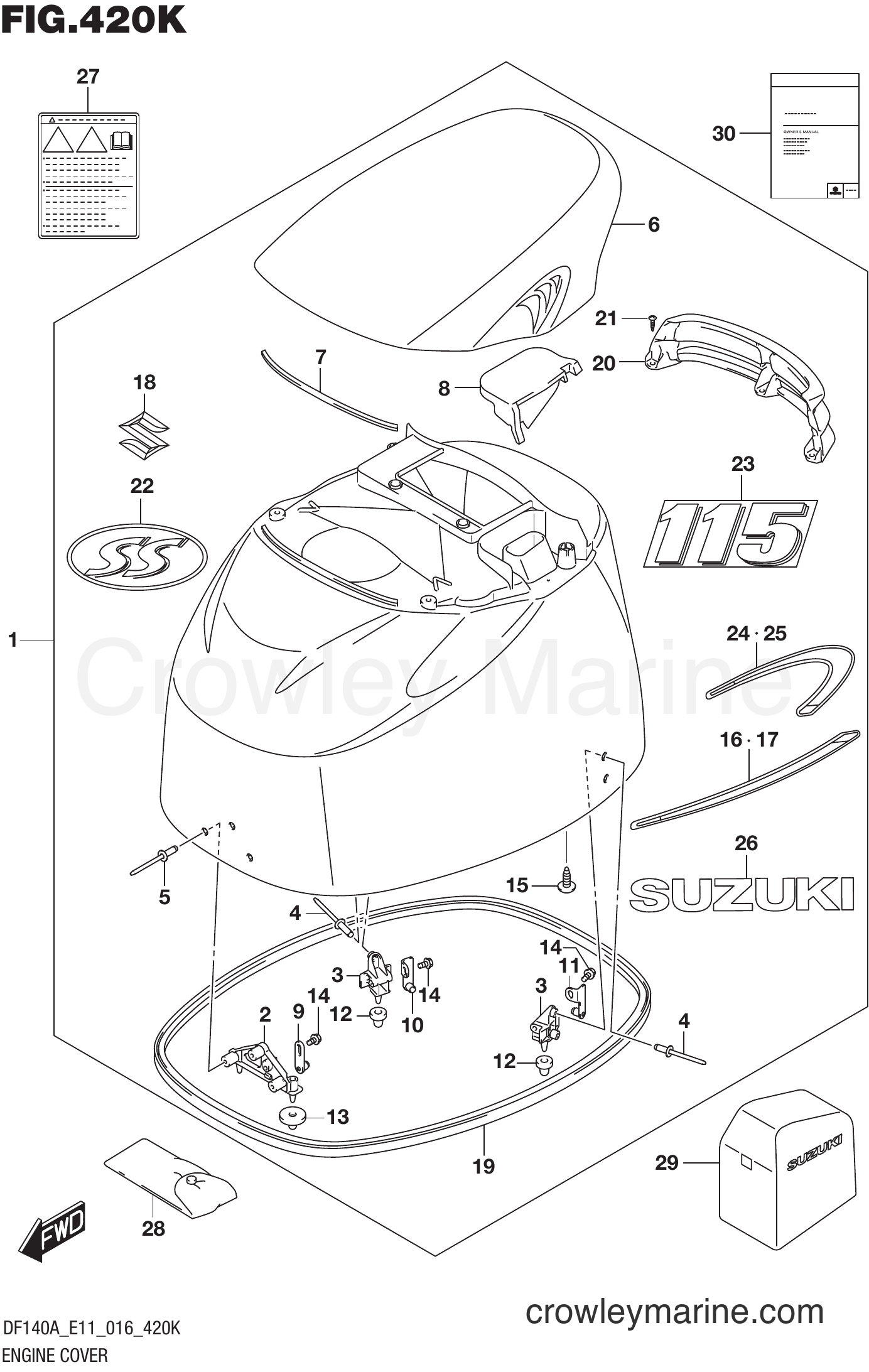Suzuki Marine DF140AT 610001~ - ENGINE COVER (DF115AST E03)