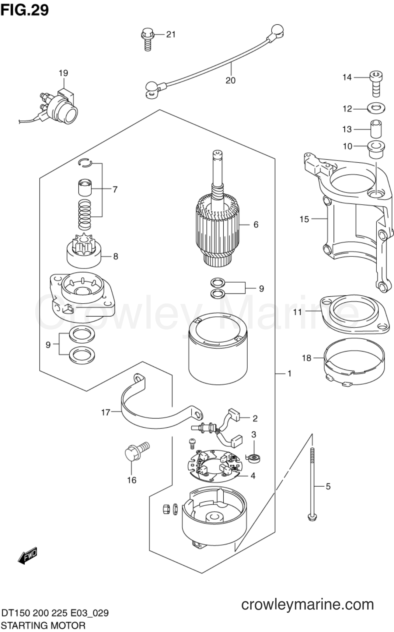 Suzuki Marine DT225 - STARTING MOTOR (MODEL:00~03)