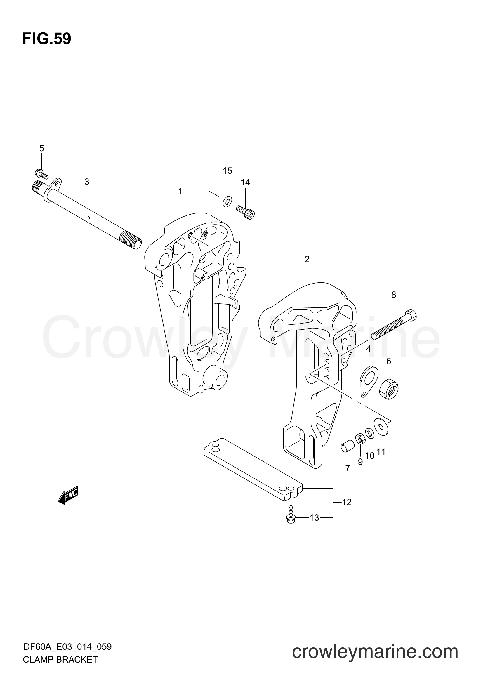 Suzuki Marine DF40A 410001~ - CLAMP BRACKET (DF60A E03)