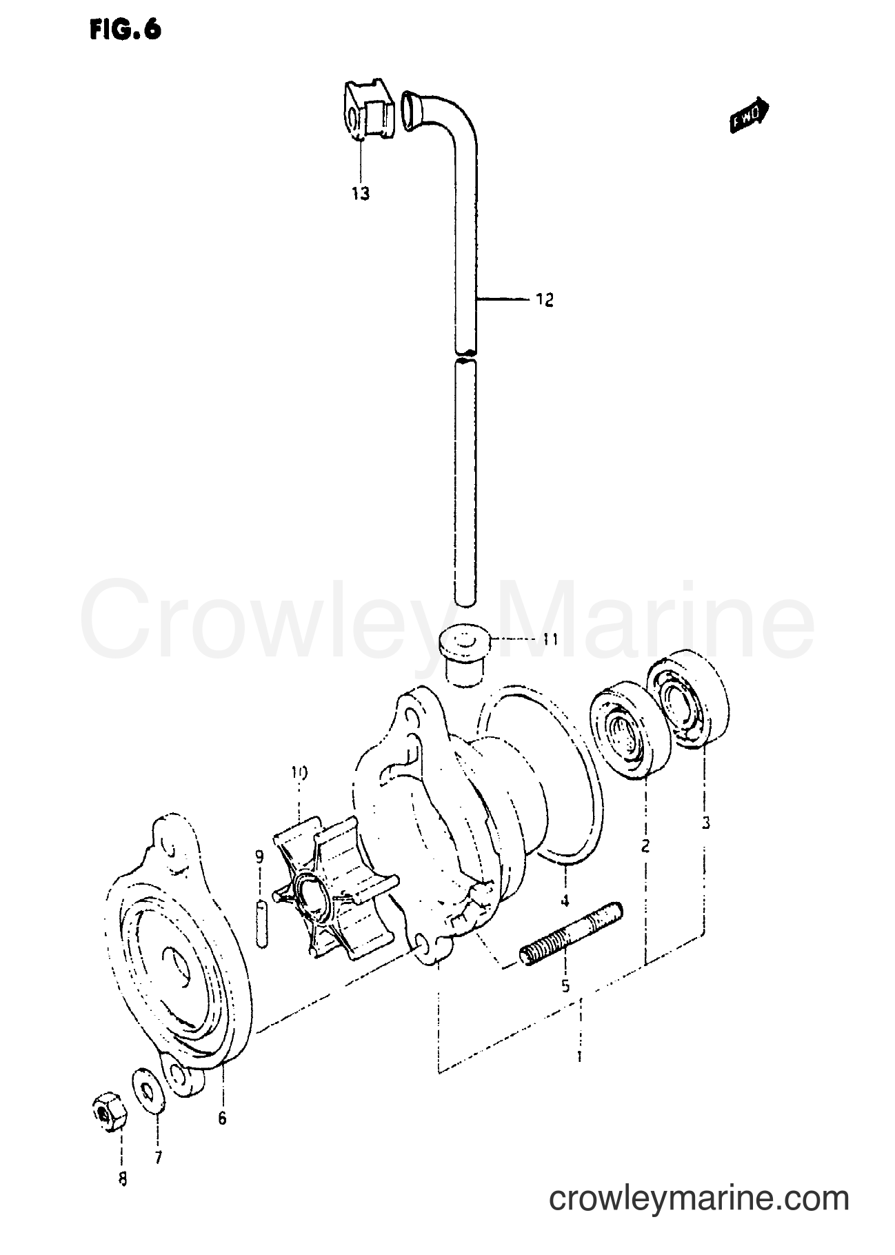 WATER PUMP 1986 TwoStroke Outboard 2 DT2 Crowley Marine