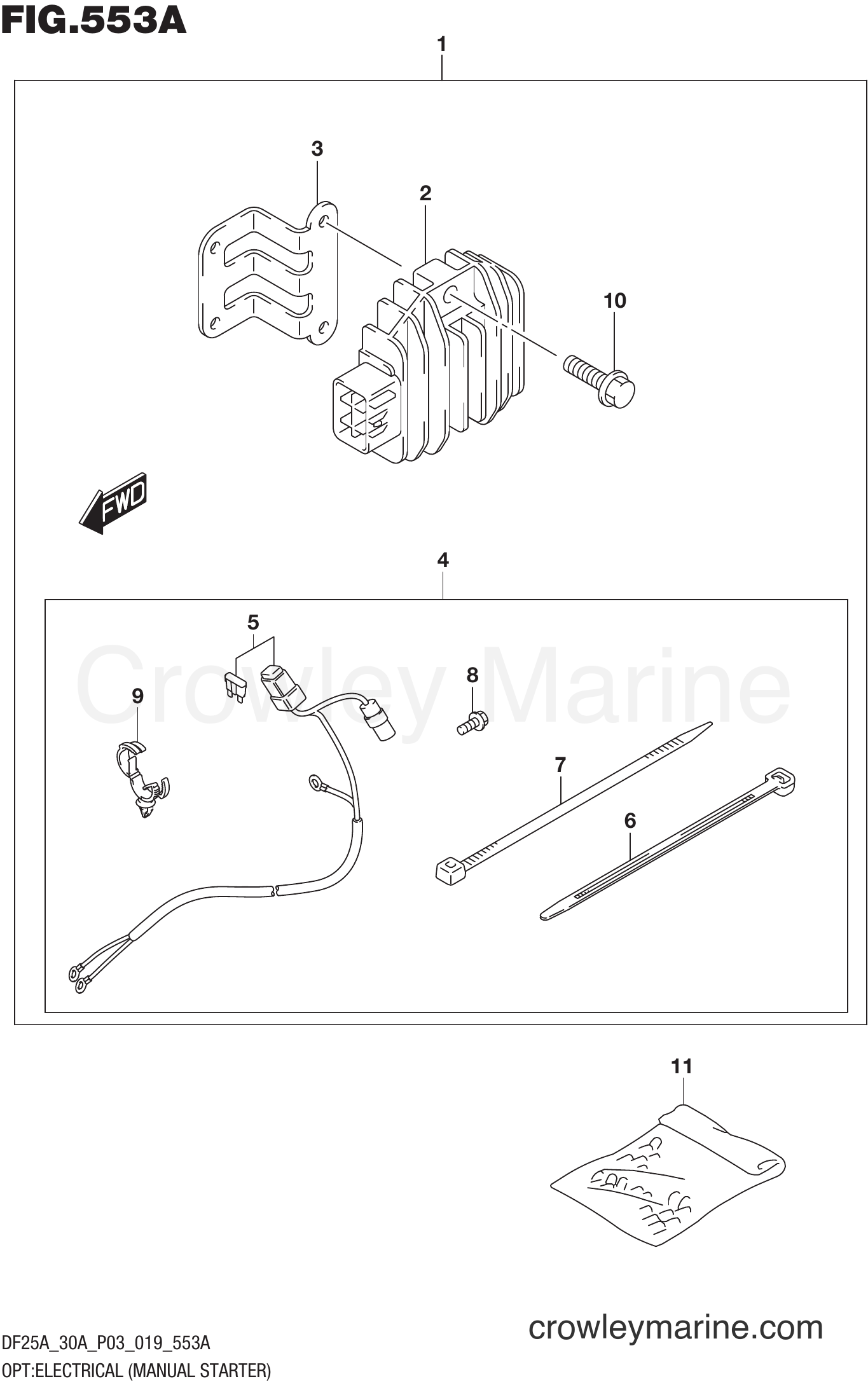 Suzuki Marine DF25AT 910001~ - OPT:ELECTRICAL (MANUAL STARTER)