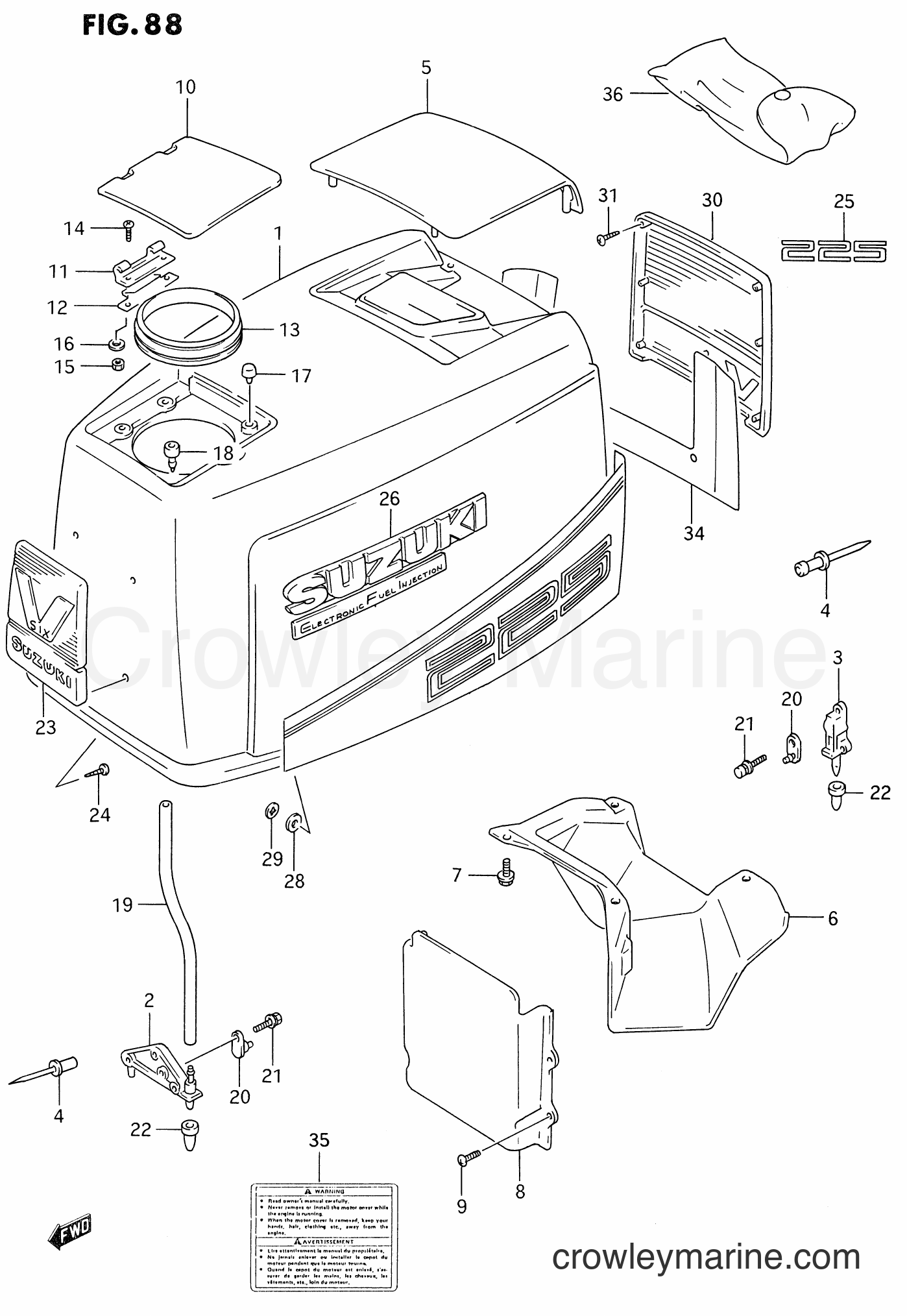 Suzuki Marine DT225 - ENGINE COVER (DT225/~MODEL:93)