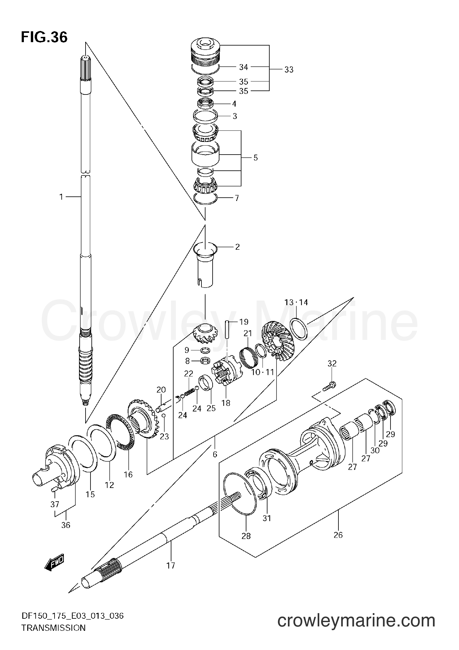 Suzuki Marine DF150 310001~ - TRANSMISSION (DF150T E3)