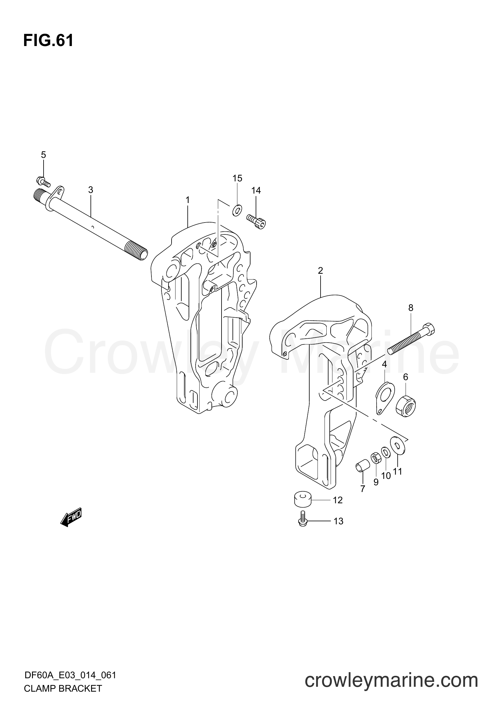 Suzuki Marine DF60A 410001~ - CLAMP BRACKET (DF60AVT E03)