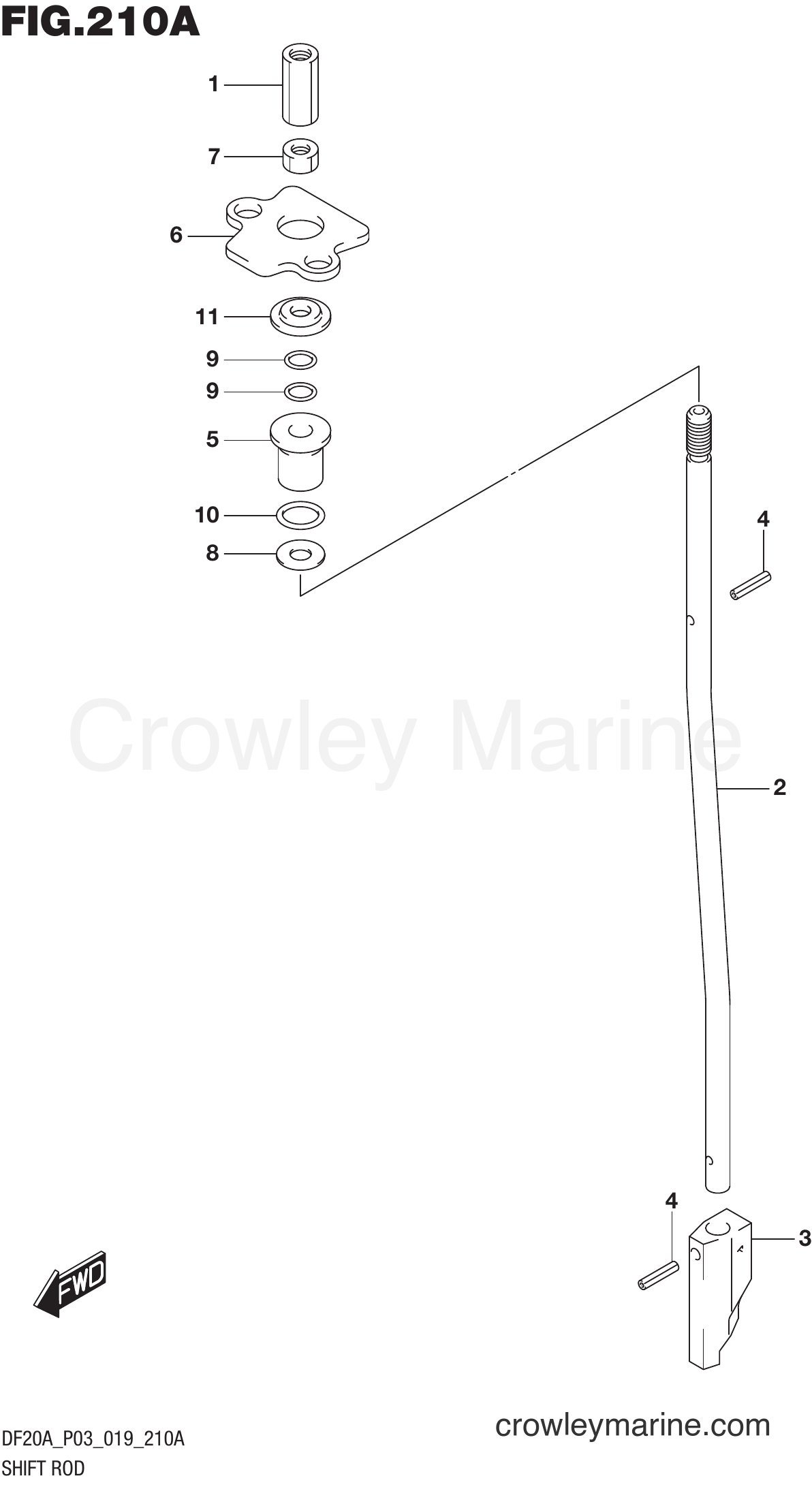 Suzuki Marine DF15ATH 910001~ - SHIFT ROD