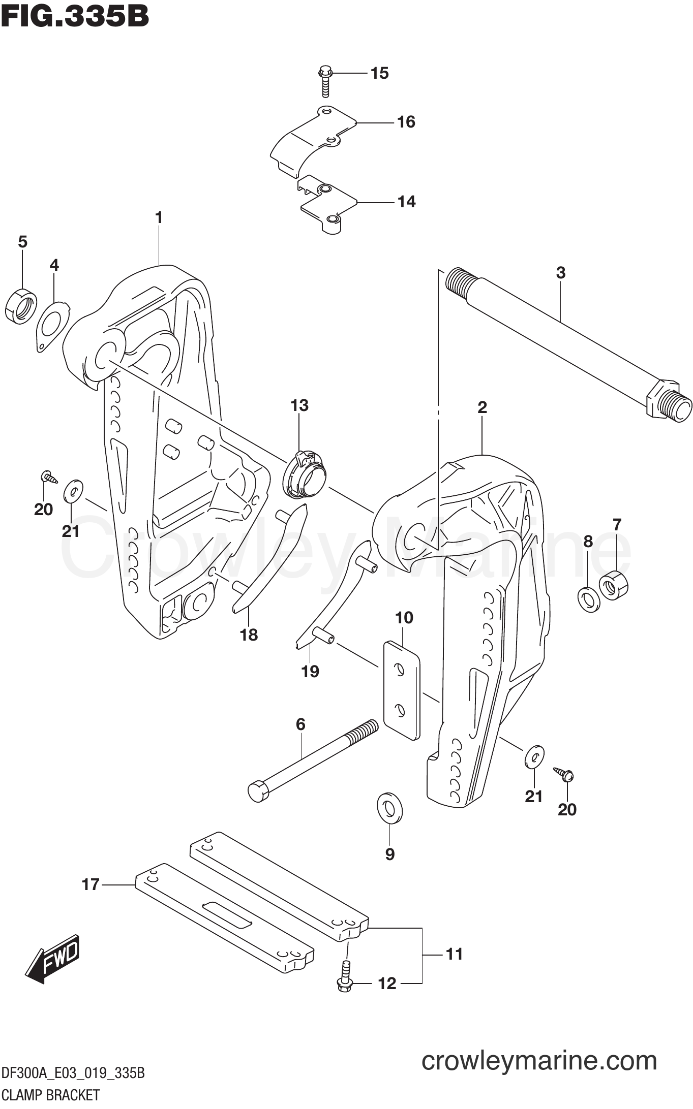 Suzuki Marine DF250AP 910001~ - CLAMP BRACKET TRANSOM(L)