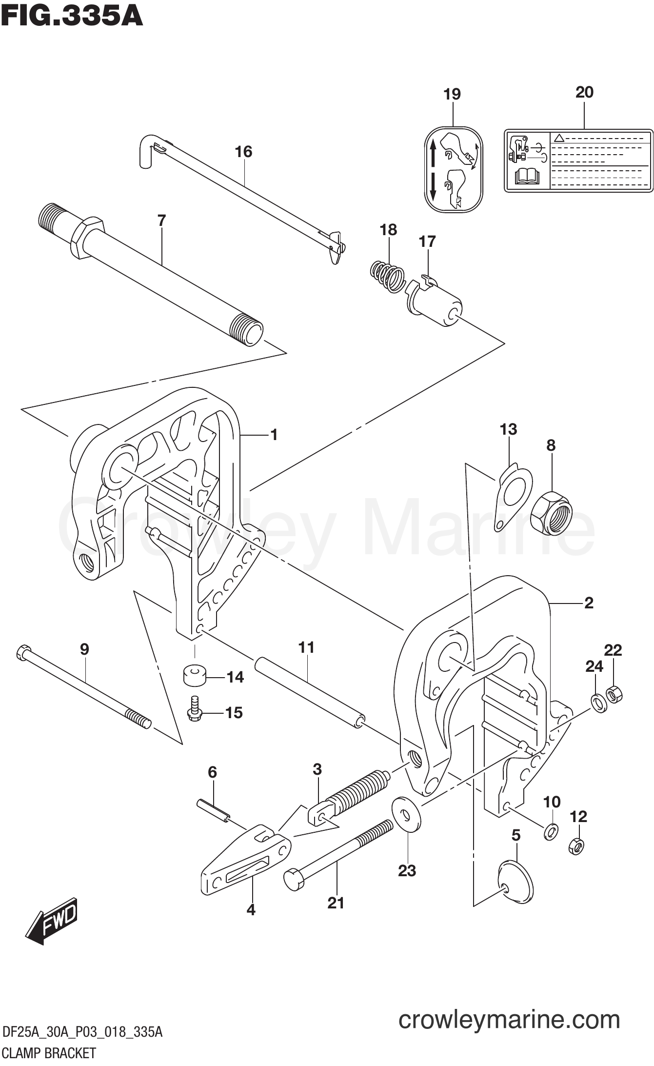 Suzuki Marine DF25AQH 810001~ - CLAMP BRACKET (DF25A)