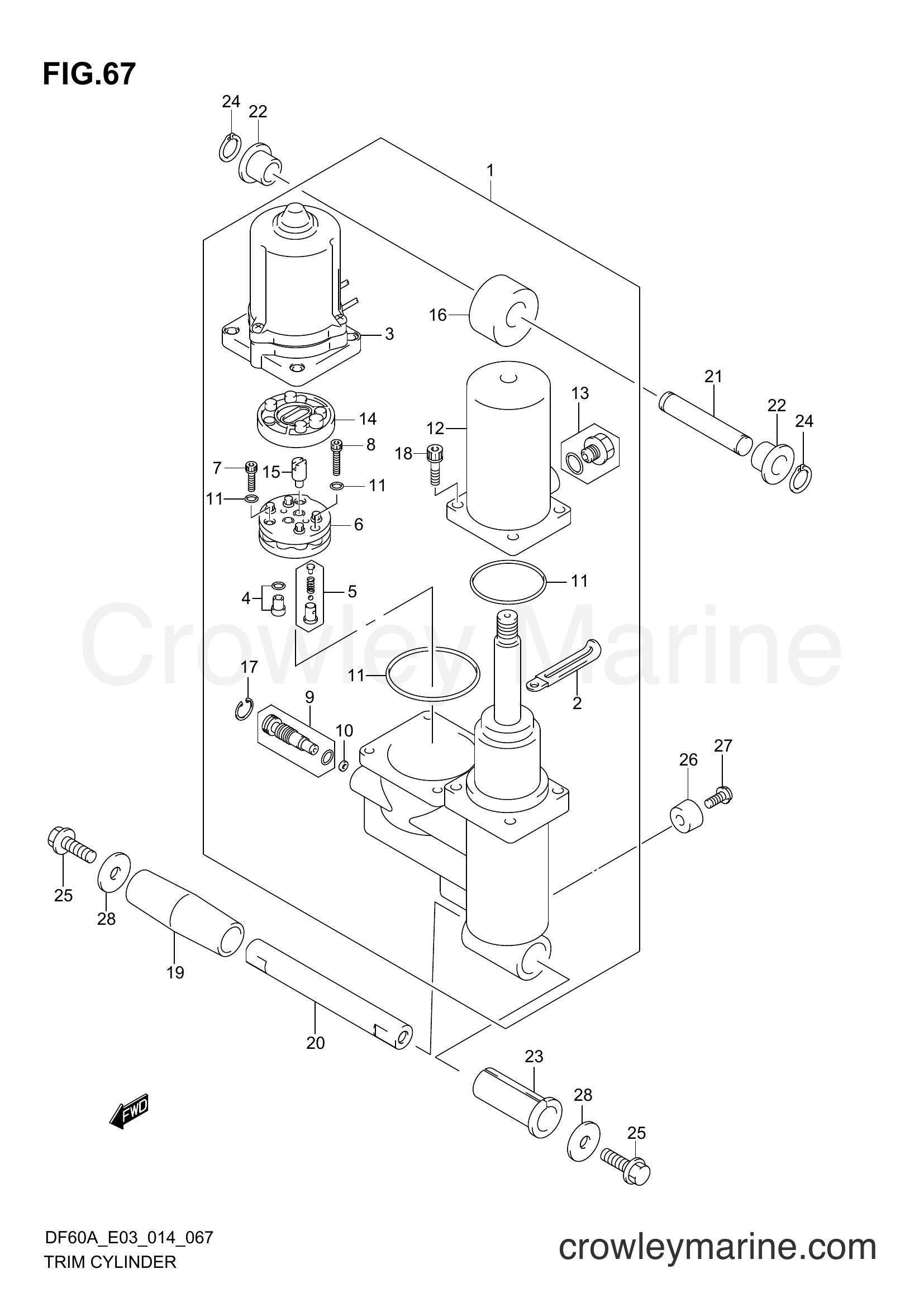 Suzuki Marine DF50A 410001~ - TRIM CYLINDER (DF40A E03)