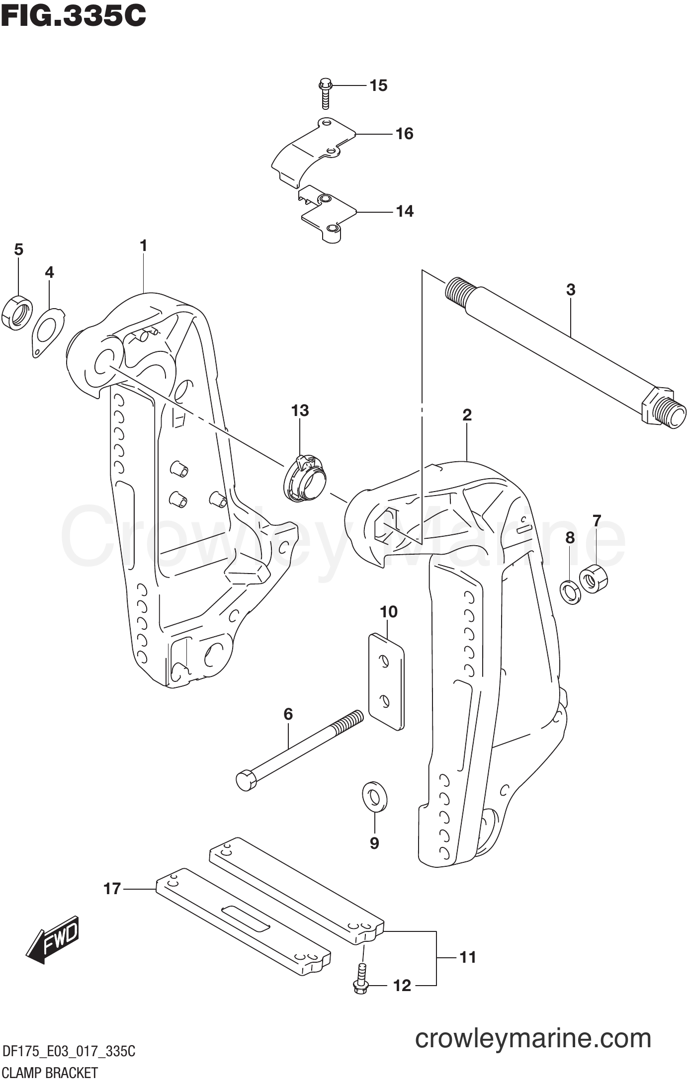 Suzuki Marine DF175Z 710001~ - CLAMP BRACKET (DF175T E03)