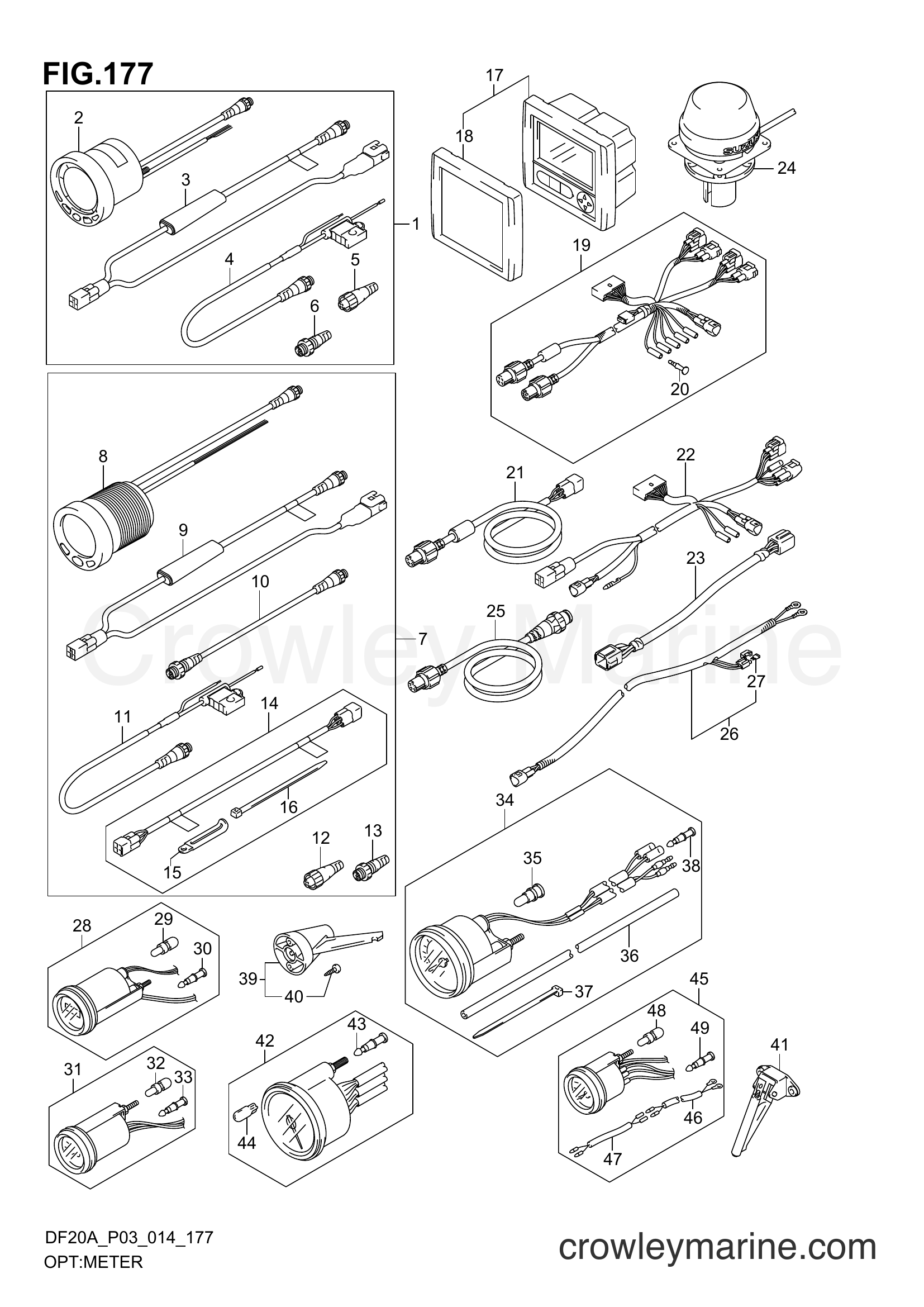 Suzuki Marine DF20A 00995F-01504 - OPT:METER (DF9,9BR P03)