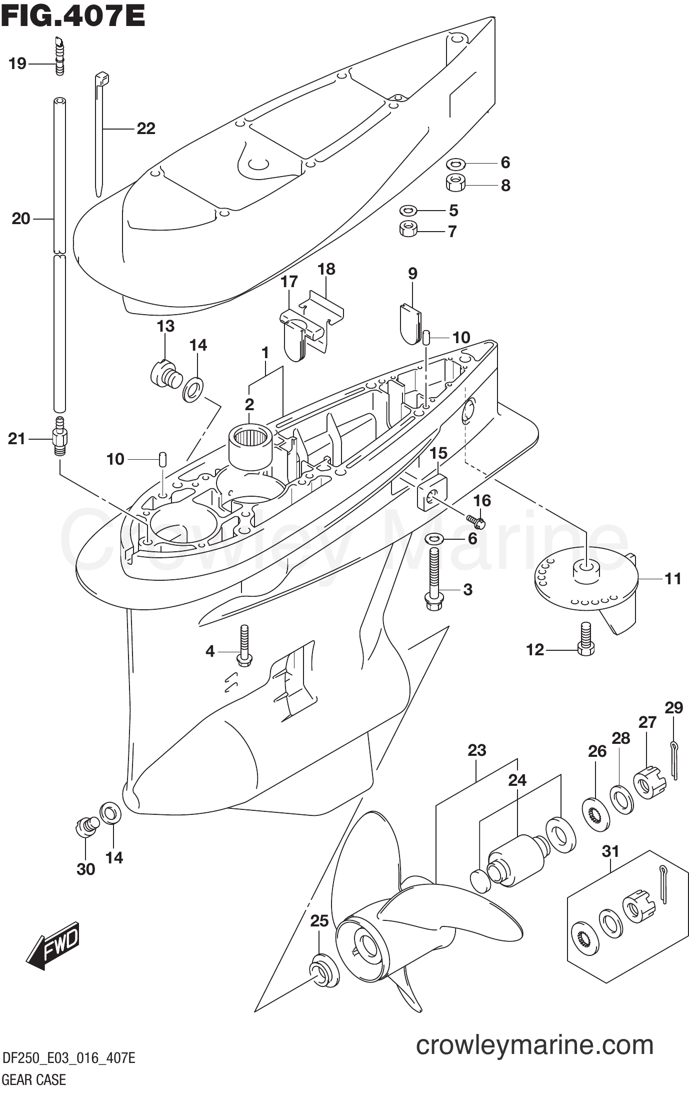 Suzuki Marine DF250ST 610001 - GEAR CASE (DF250T E03)