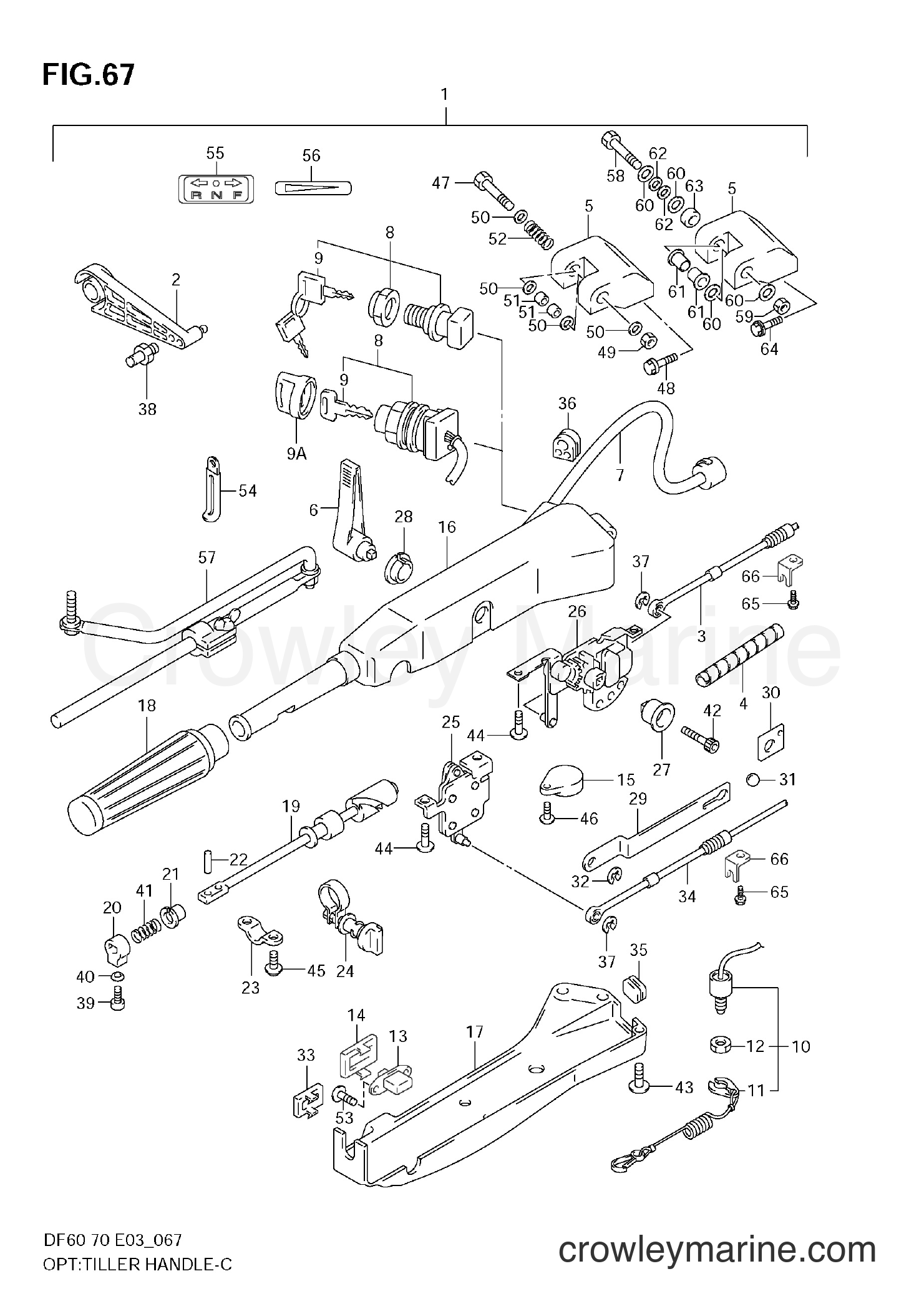 Suzuki Marine DF60 - OPT:TILLER HANDLE