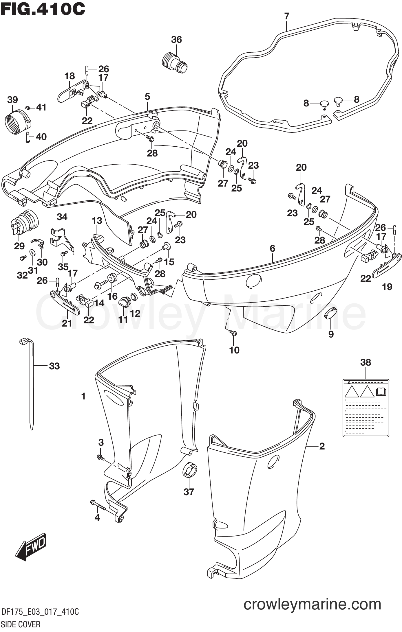 Suzuki Marine DF150T 710001~ - SIDE COVER (DF175T E03)