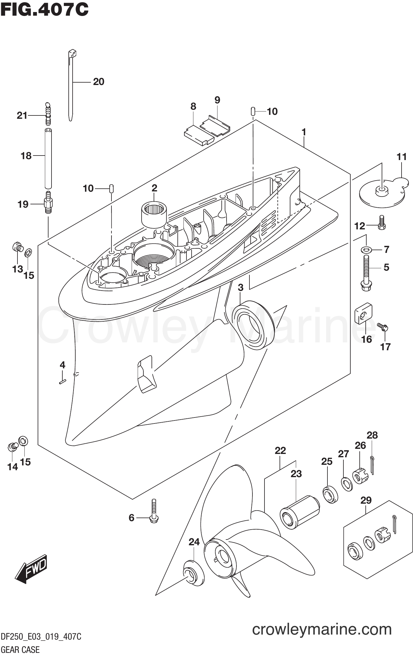 Suzuki Marine DF225Z 910001~ - GEAR CASE (DF250ST)