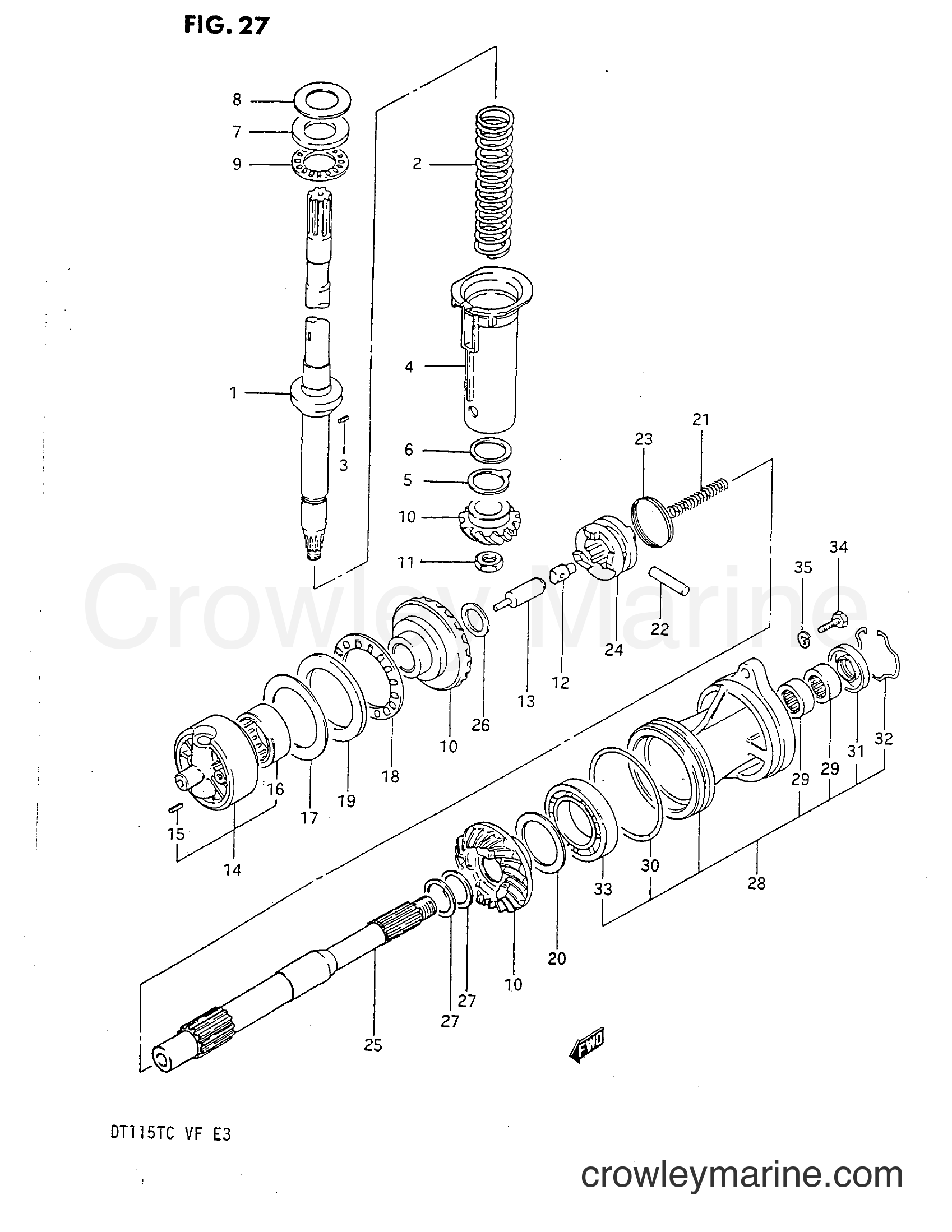 1983 Two-Stroke Outboard 115 - DT115 - TRANSMISSION