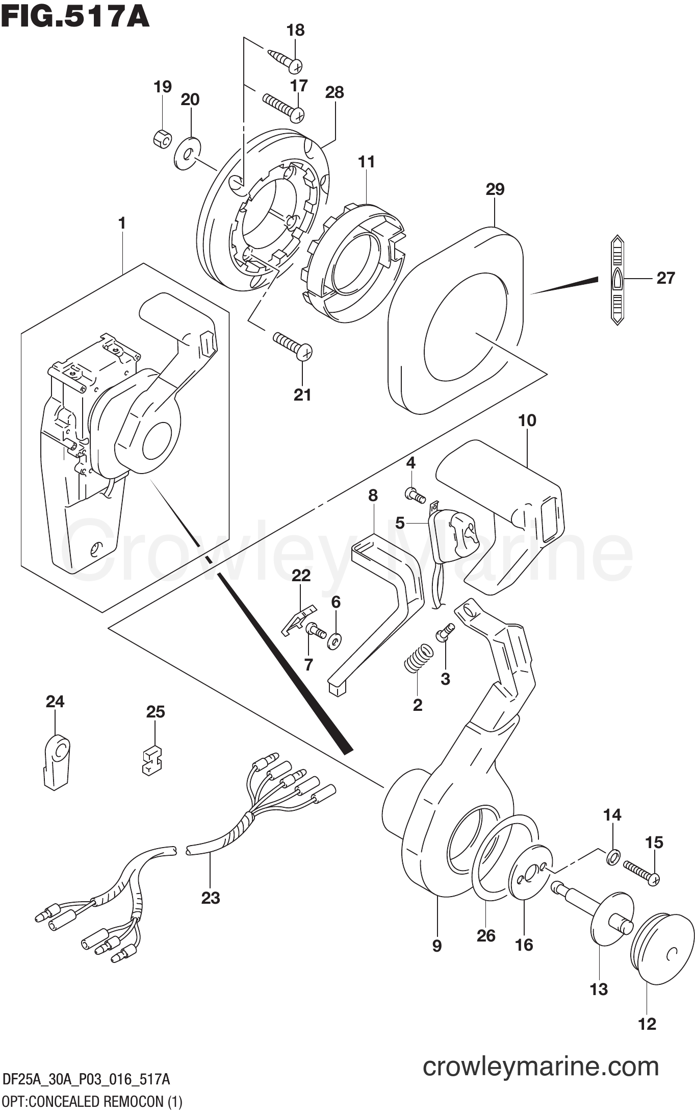 Suzuki Marine DF30A 610001~ - OPT:CONCEALED REMOCON (1) (DF25AR P03)