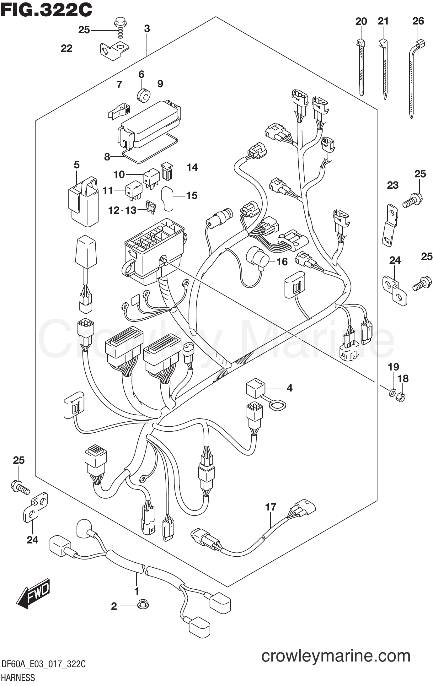 Suzuki Marine DF60AVT 710001~ - HARNESS (DF60A E03)