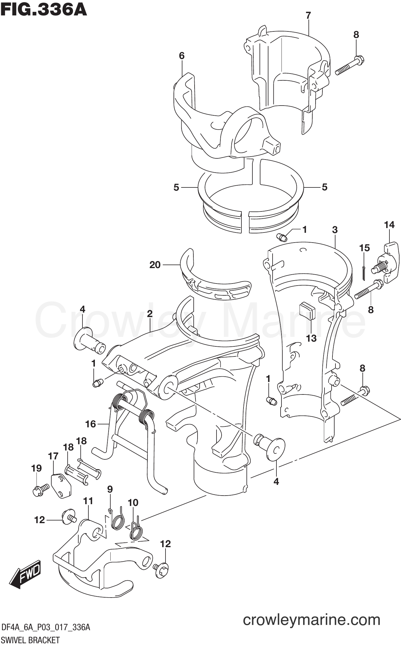 Suzuki Marine DF6A 710001~ - SWIVEL BRACKET