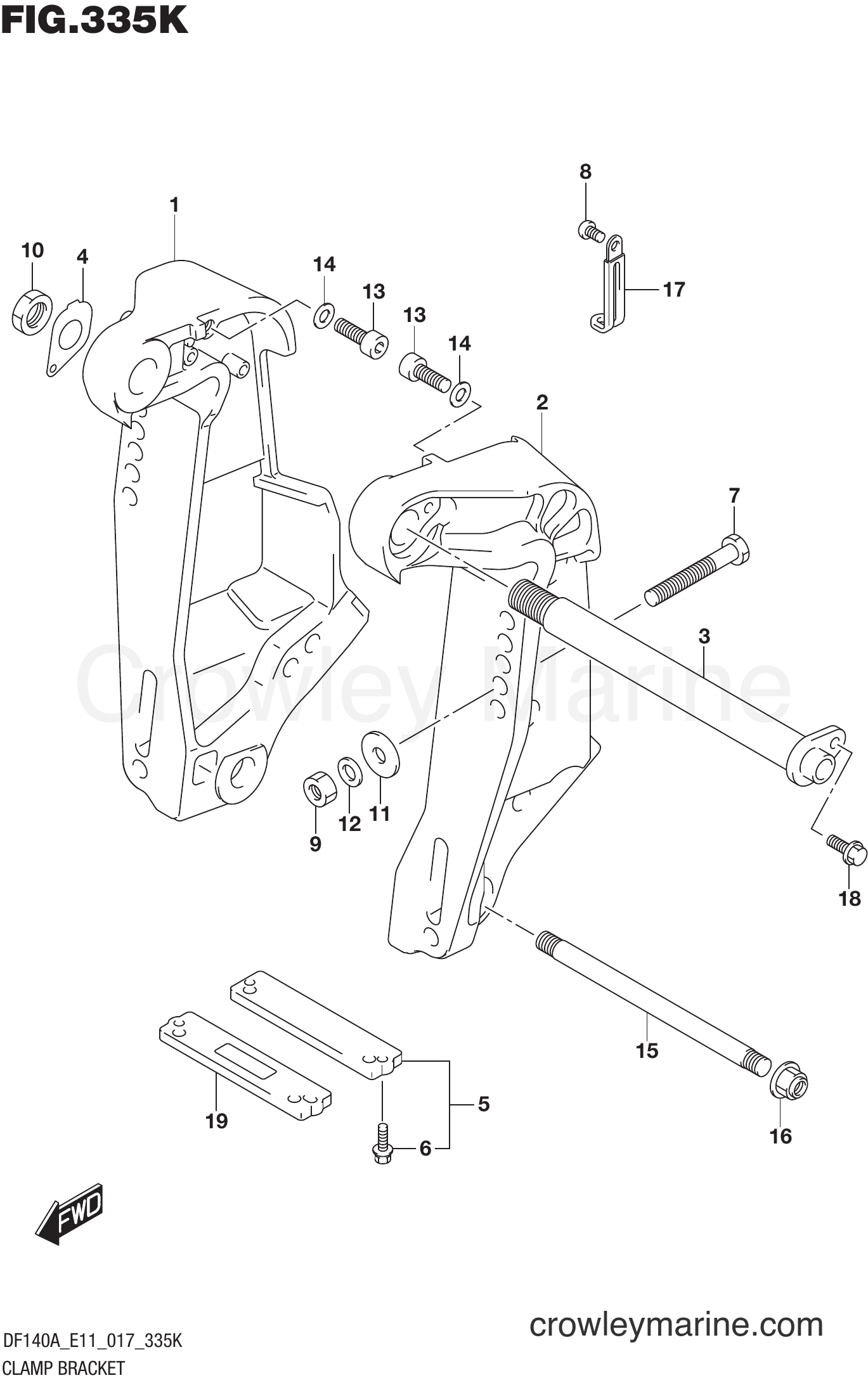 Suzuki Marine DF140AZ 710001~ - CLAMP BRACKET (DF115AST E03)