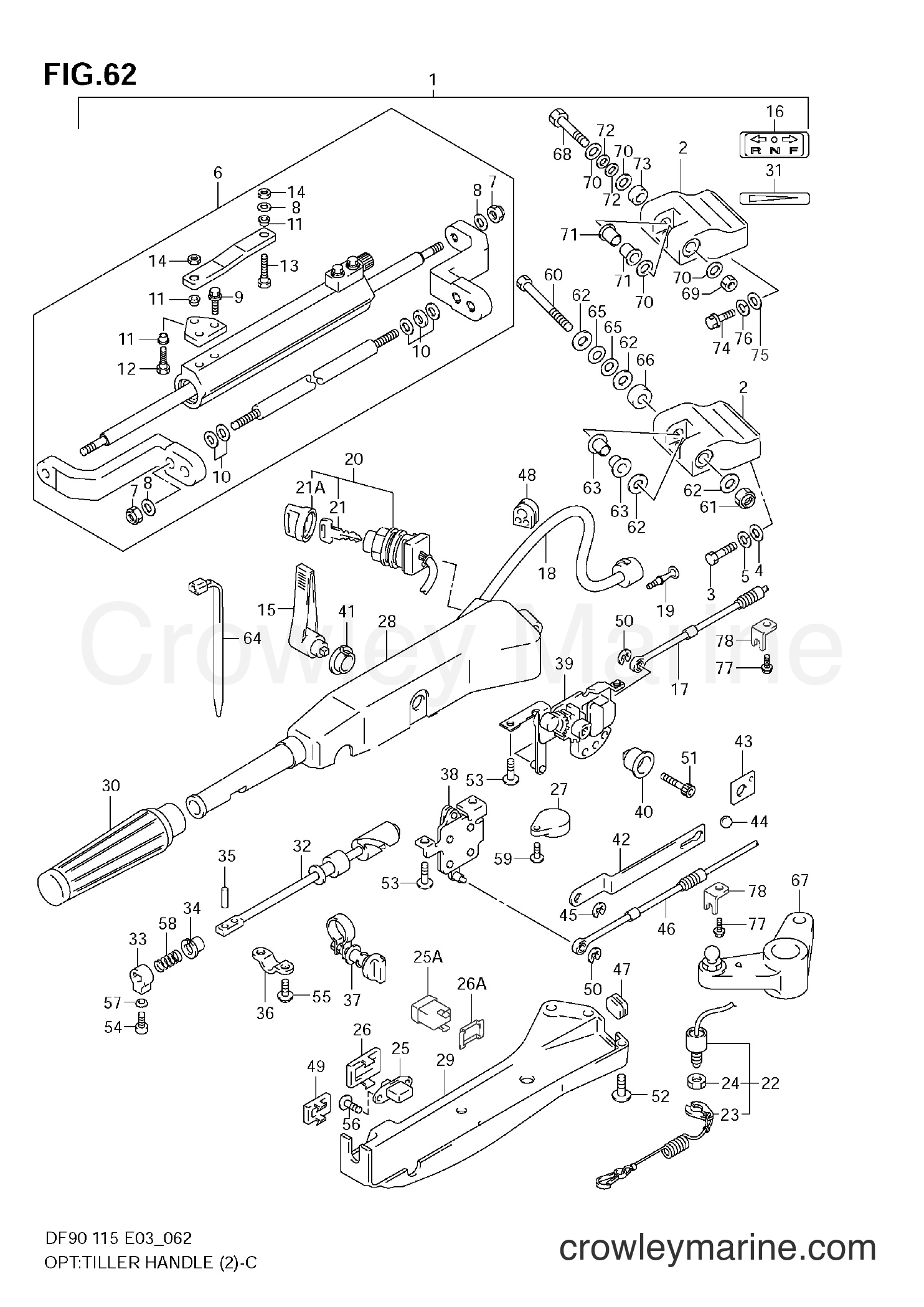 2002 Four-Stroke Outboard 115 - DF115 - OPT:TILLER HANDLE (MODEL:04~)