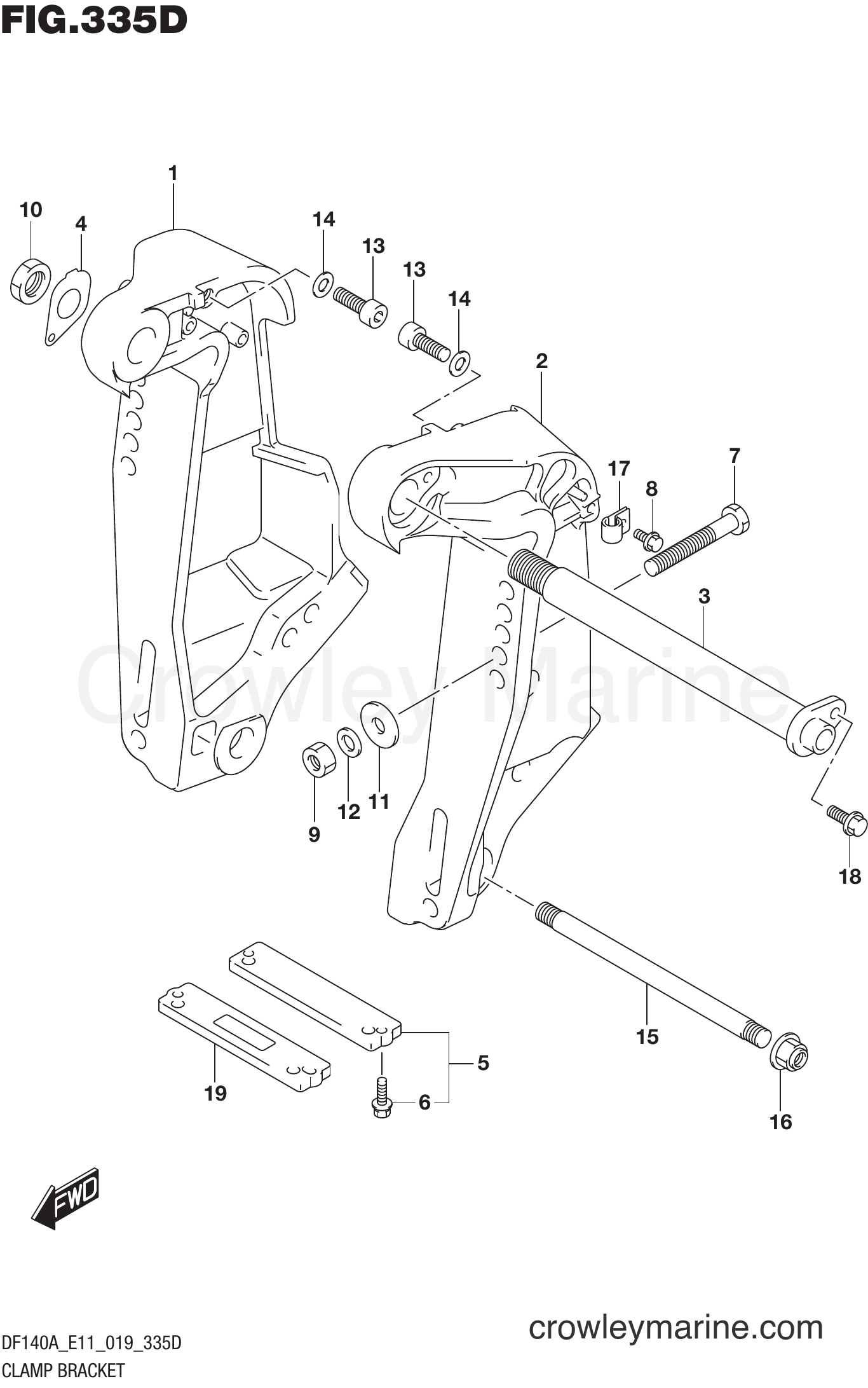 Suzuki Marine DF115AZ 910001~ - CLAMP BRACKET (DF140AT E11)(DF140AZ E11)