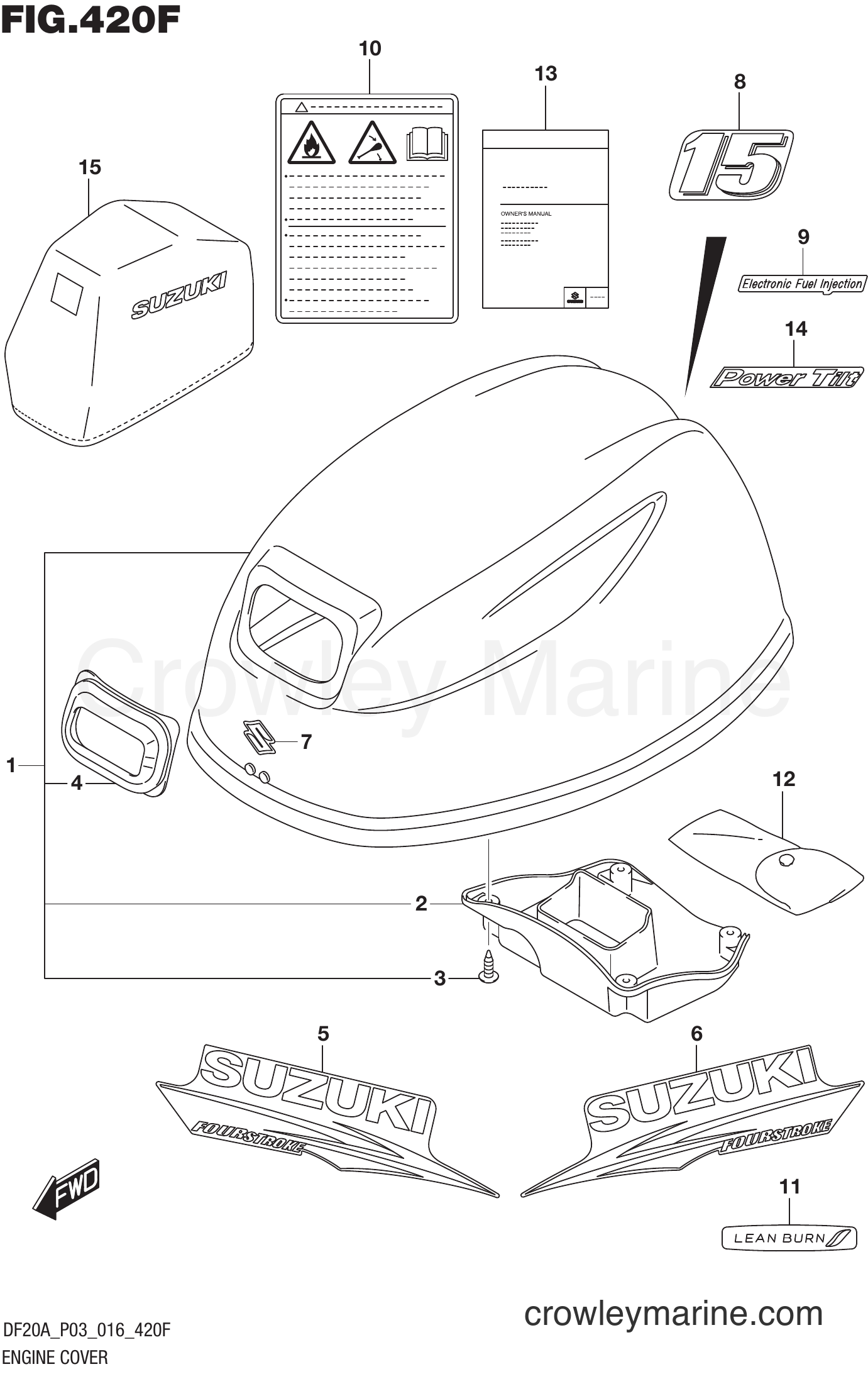 Suzuki Marine DF9.9B 610001~ - ENGINE COVER (DF15ATH P03)