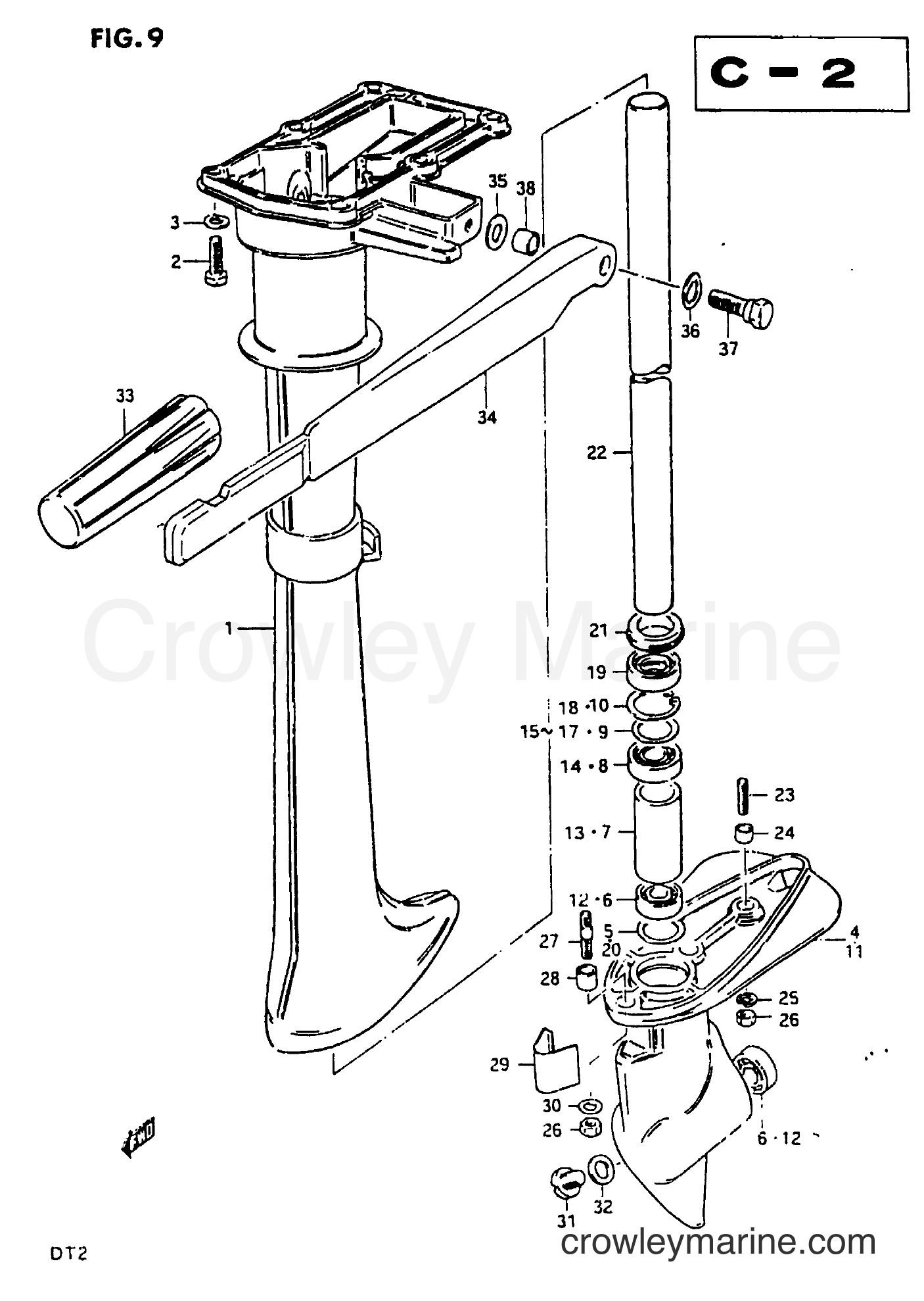 DRIVE SHAFT HOUSING / GEAR CASE / HANDLE 1980 TwoStroke Outboard 2