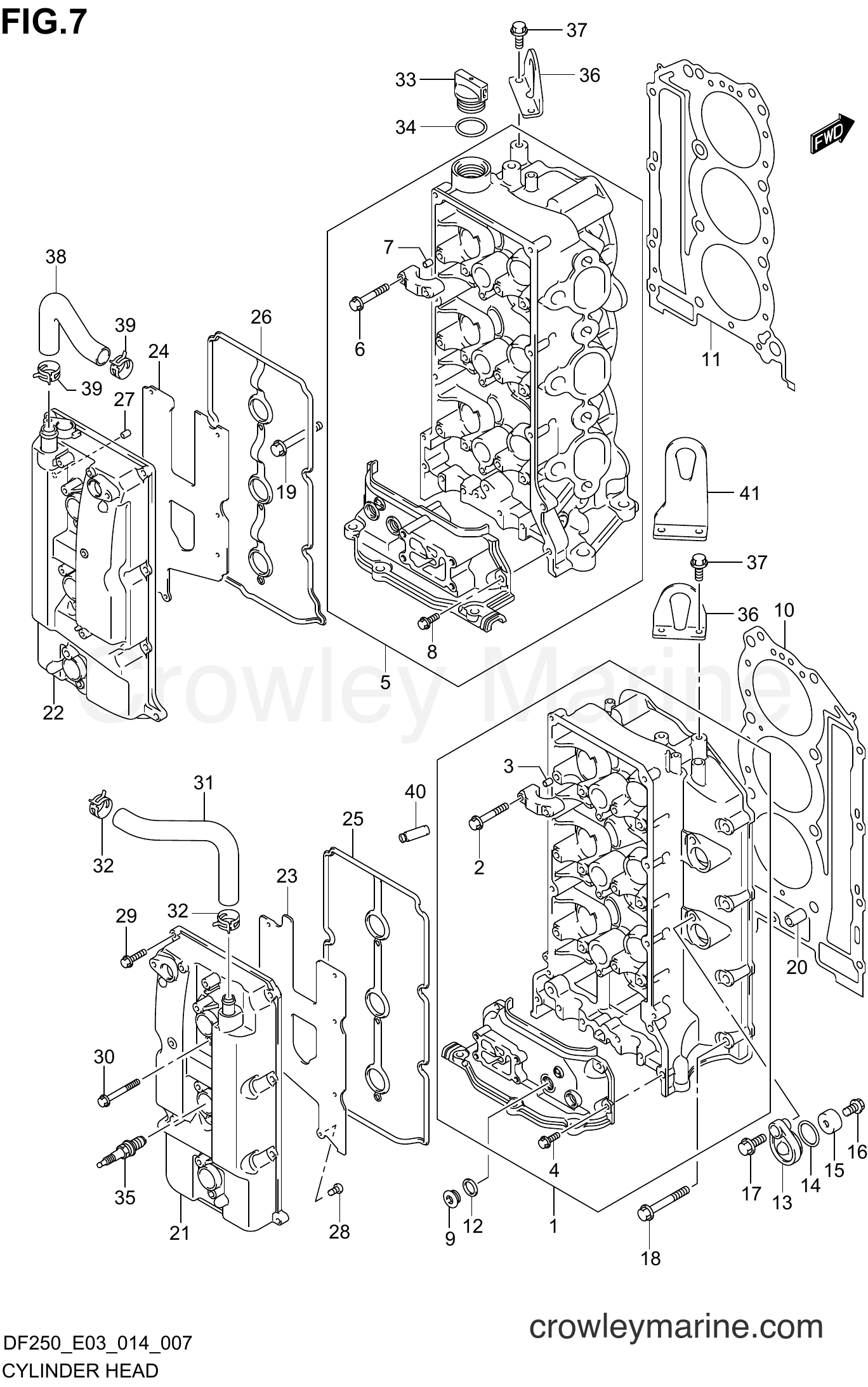 Suzuki Marine DF200 410001~ - CYLINDER HEAD (DF250ST E03)
