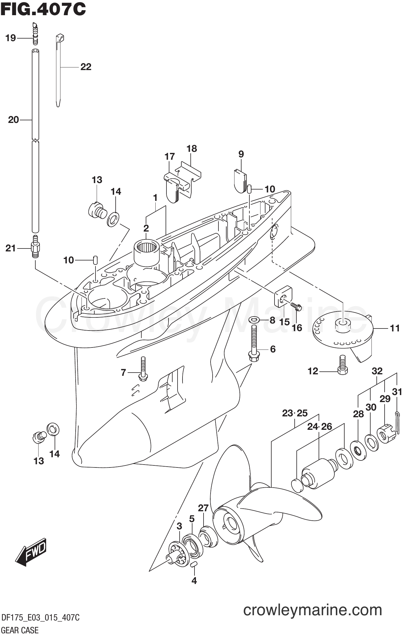 Suzuki Marine DF175Z 51001~ - GEAR CASE (DF150Z E03)
