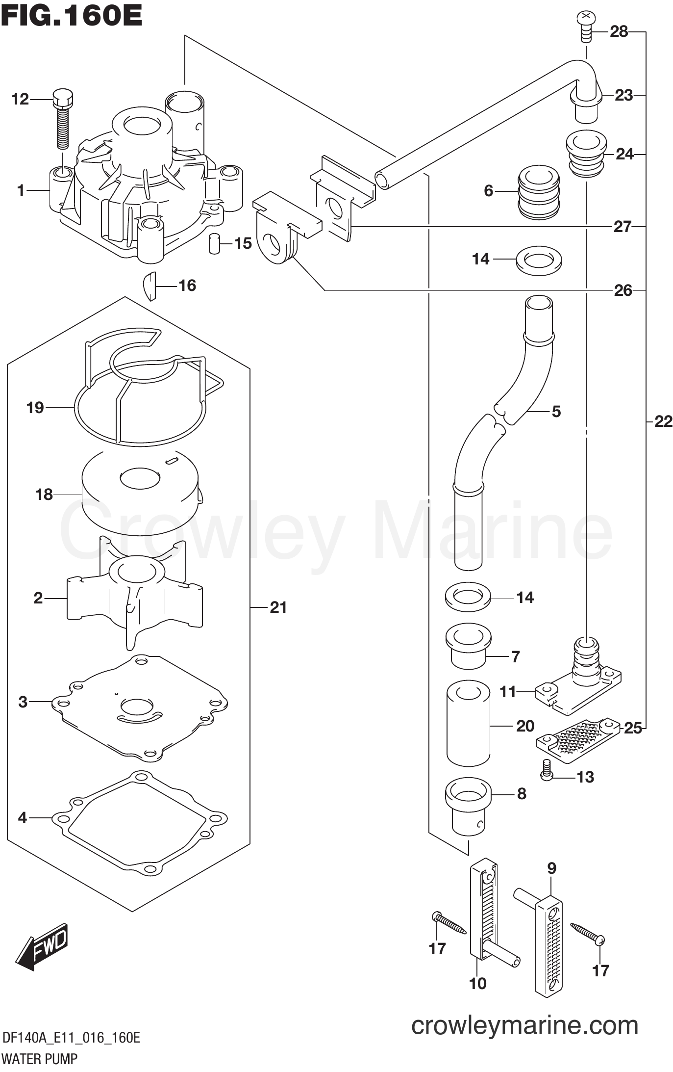 Suzuki Marine DF100AT 610001~ - WATER PUMP (DF115AZ E40)